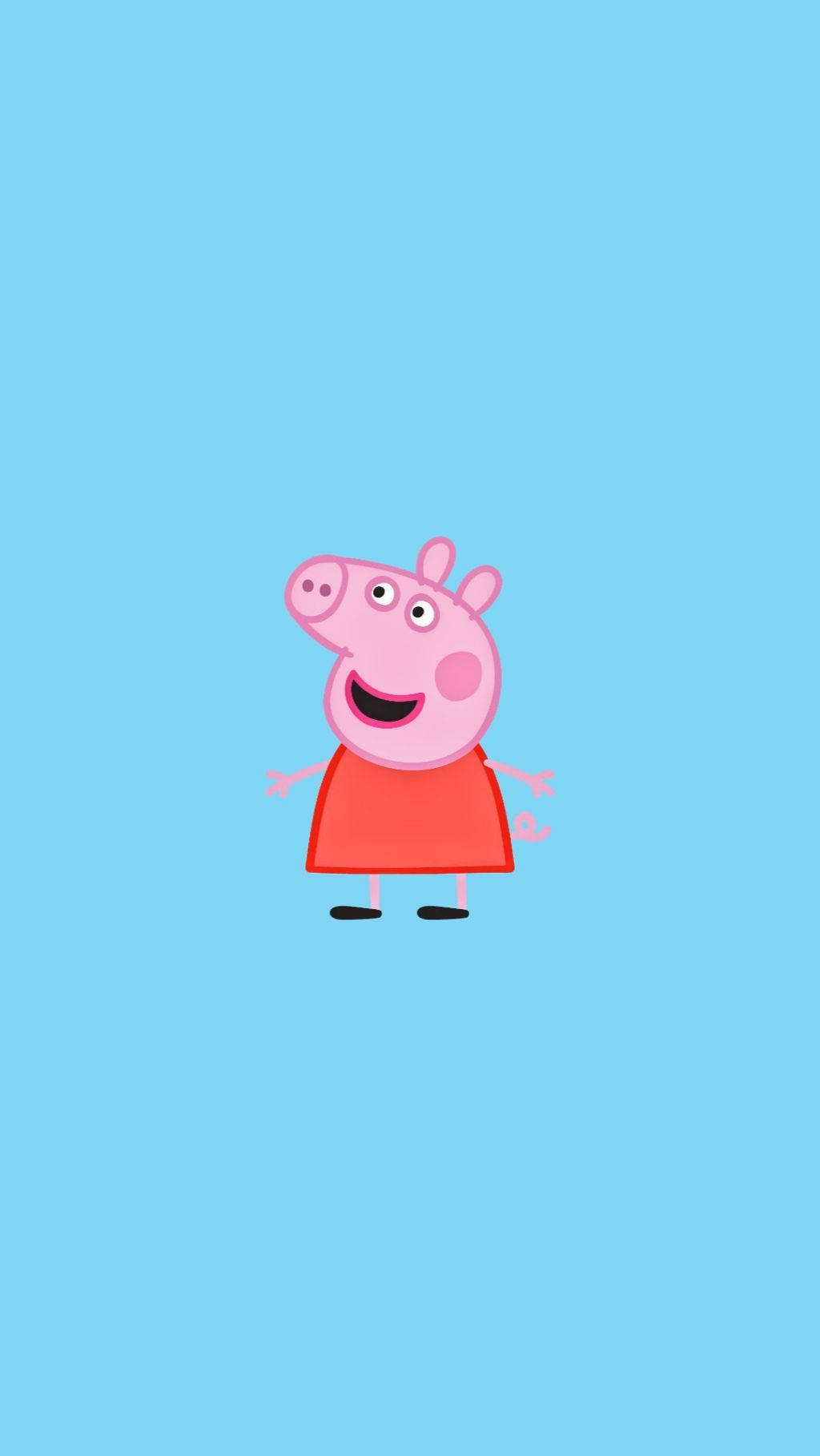 Peppa Pig, red dress, light blue background, HD Phone Wallpaper