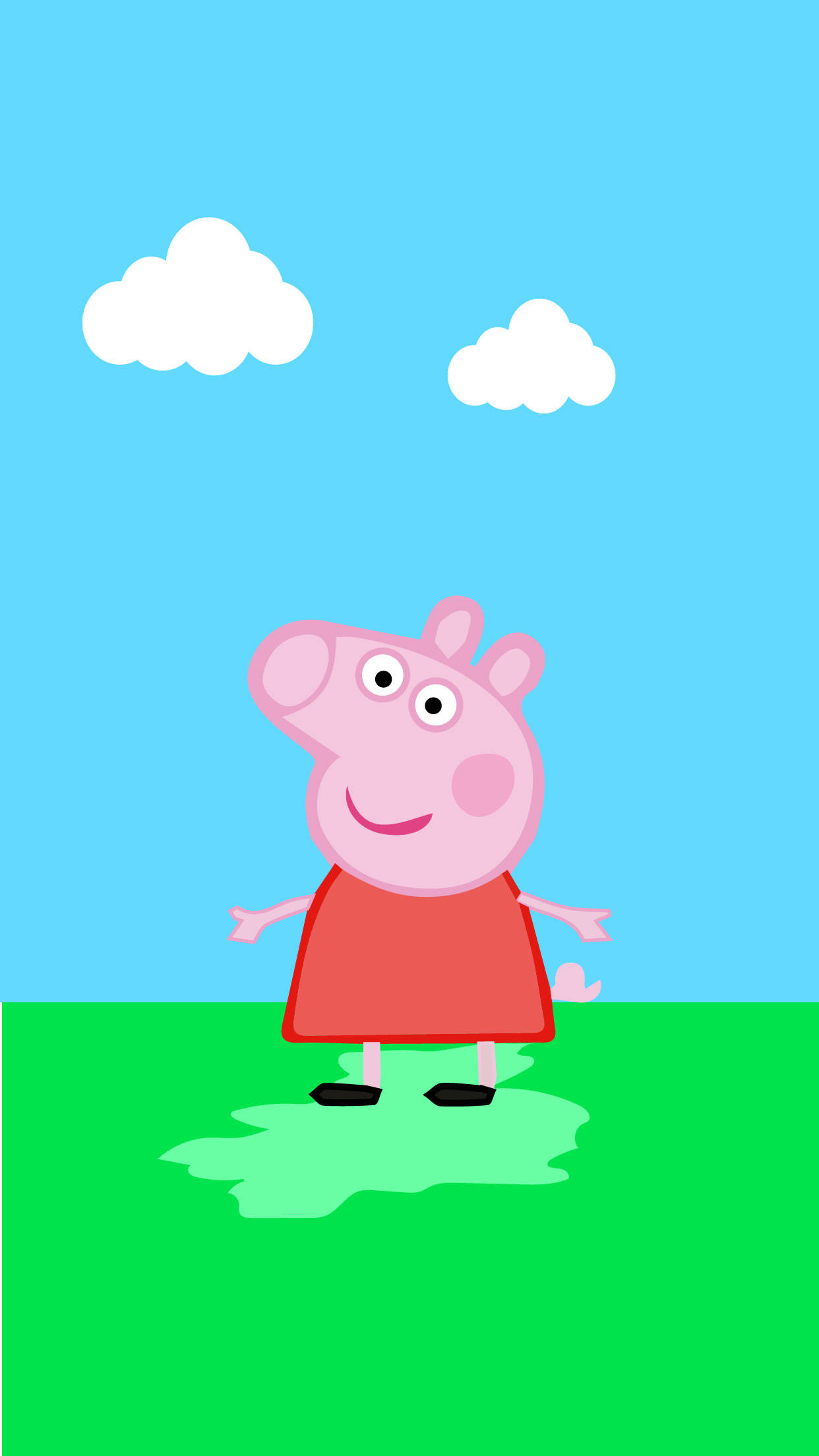 Peppa Pig, green field, bright blue sky, Full HD Phone Wallpaper