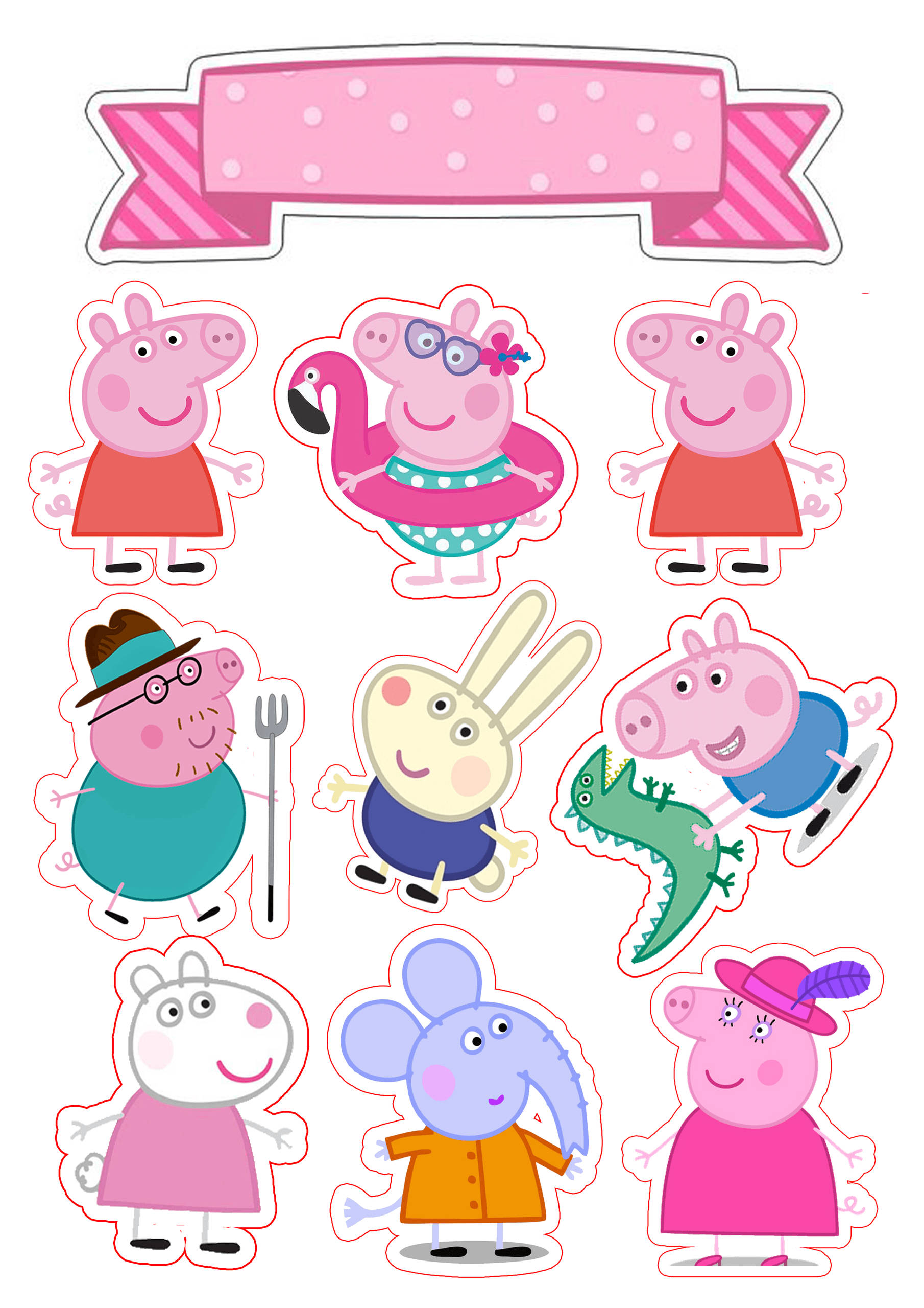Peppa Pig, characters, colorful paper cutouts, 2K Phone Wallpaper