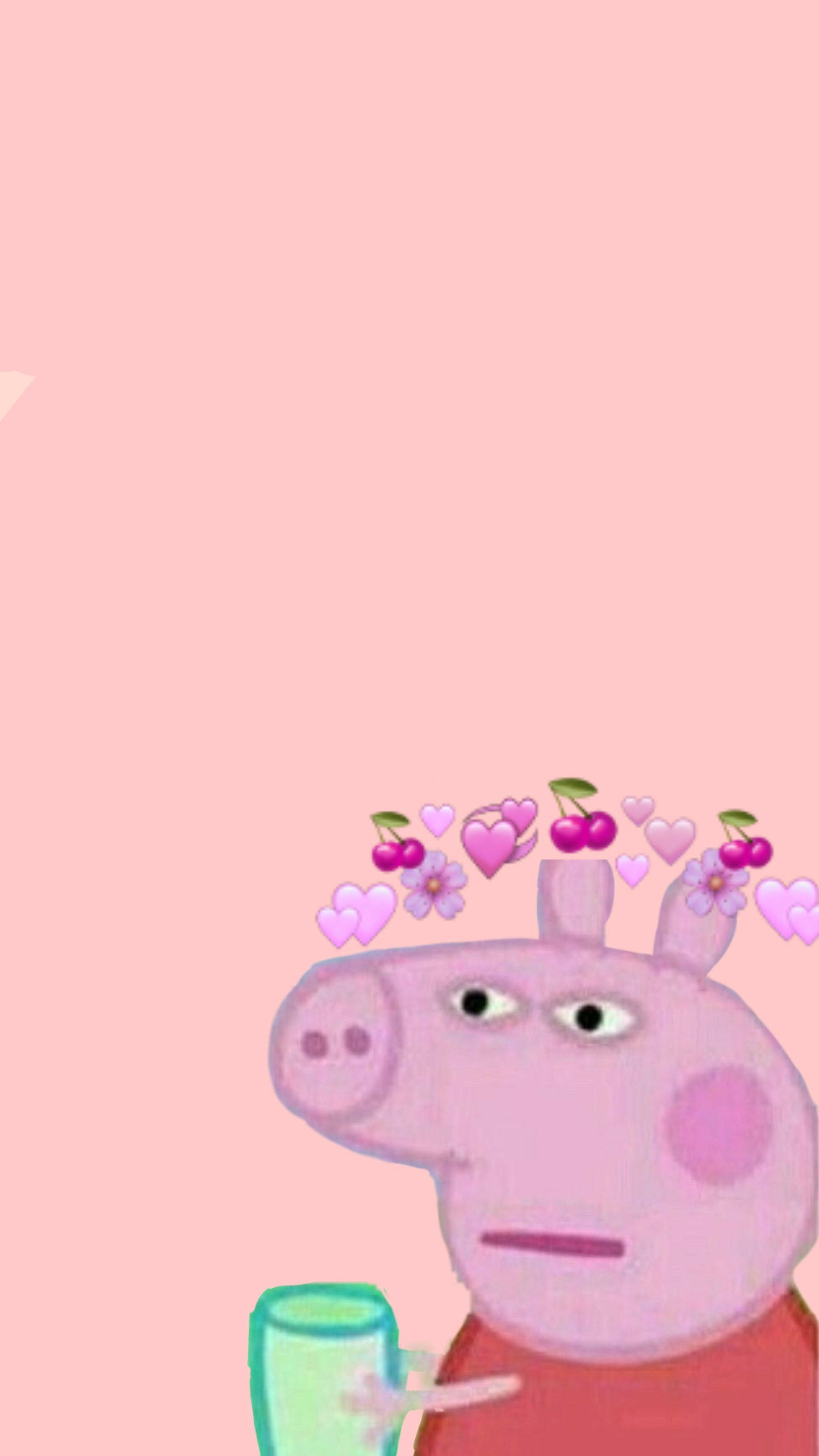 Peppa Pig, glass, cherries, 2K Phone Wallpaper
