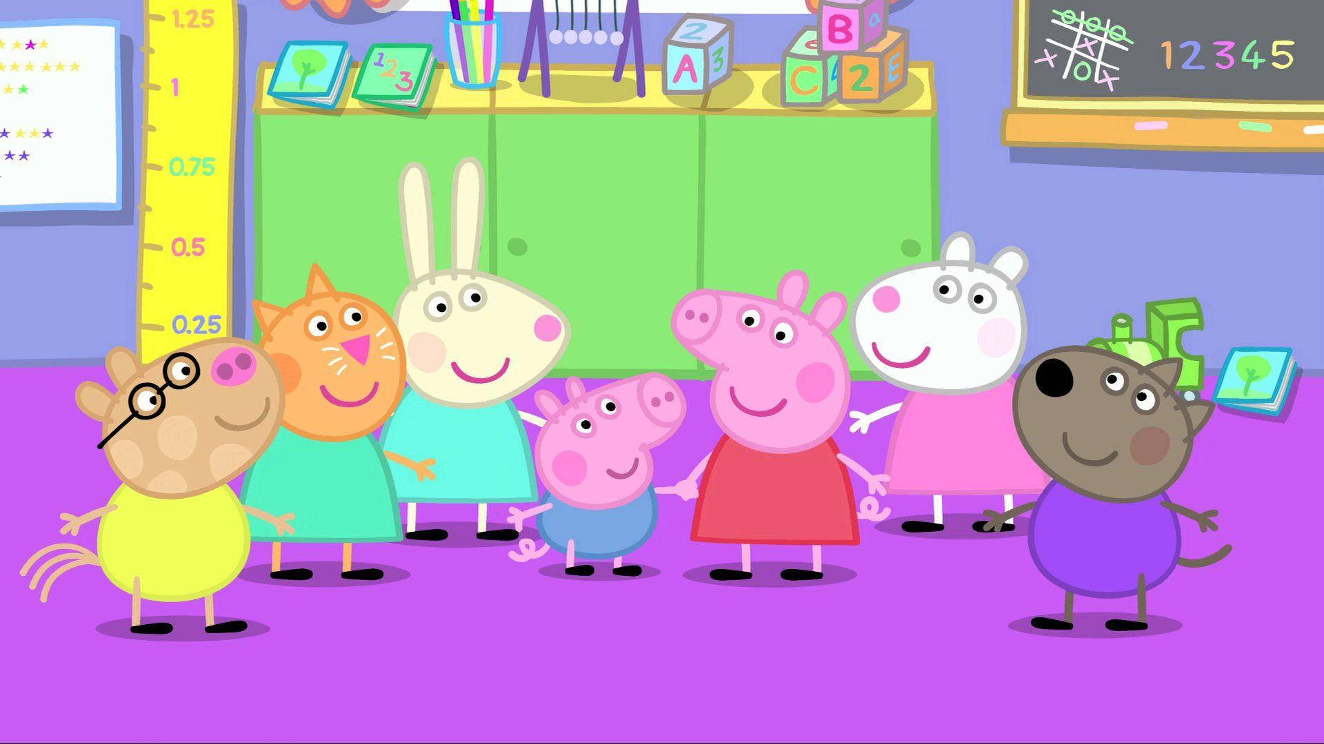 Peppa Pig, friends, classroom, Full HD Desktop Wallpaper