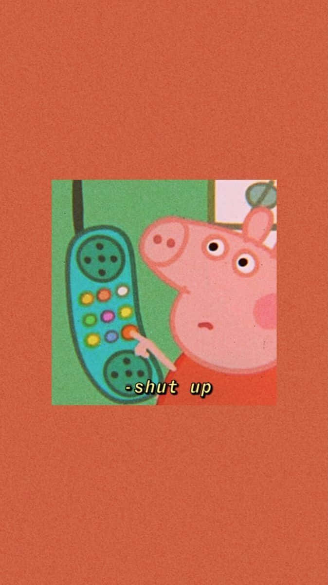 Peppa Pig, retro phone, orange background, SD Phone Wallpaper