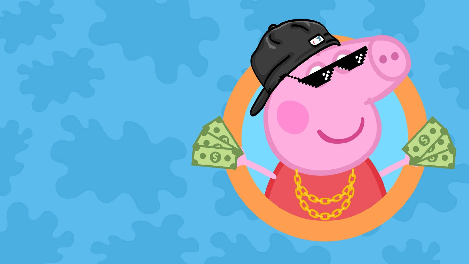 Peppa Pig, black cap, sunglasses, Full HD Desktop Wallpaper