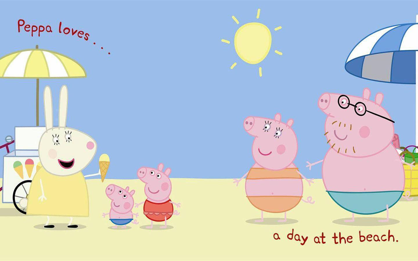 Peppa Pig, beach, sunny day, HD Desktop Wallpaper