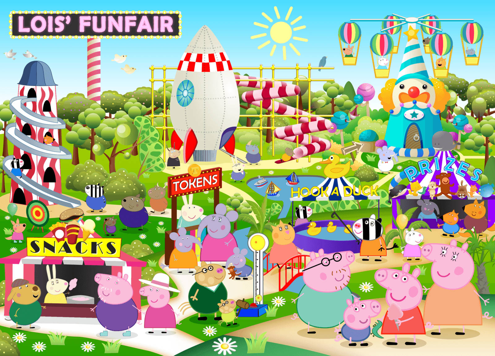 Peppa Pig, funfair, sunny sky, HD Desktop Wallpaper