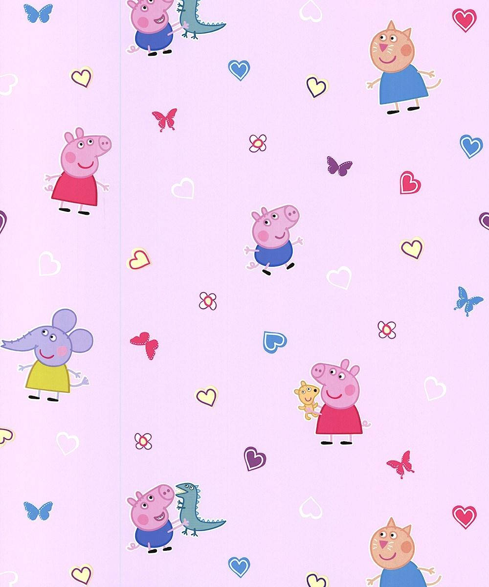 Peppa Pig, iPad Friends, pink wallpaper, SD Phone Wallpaper