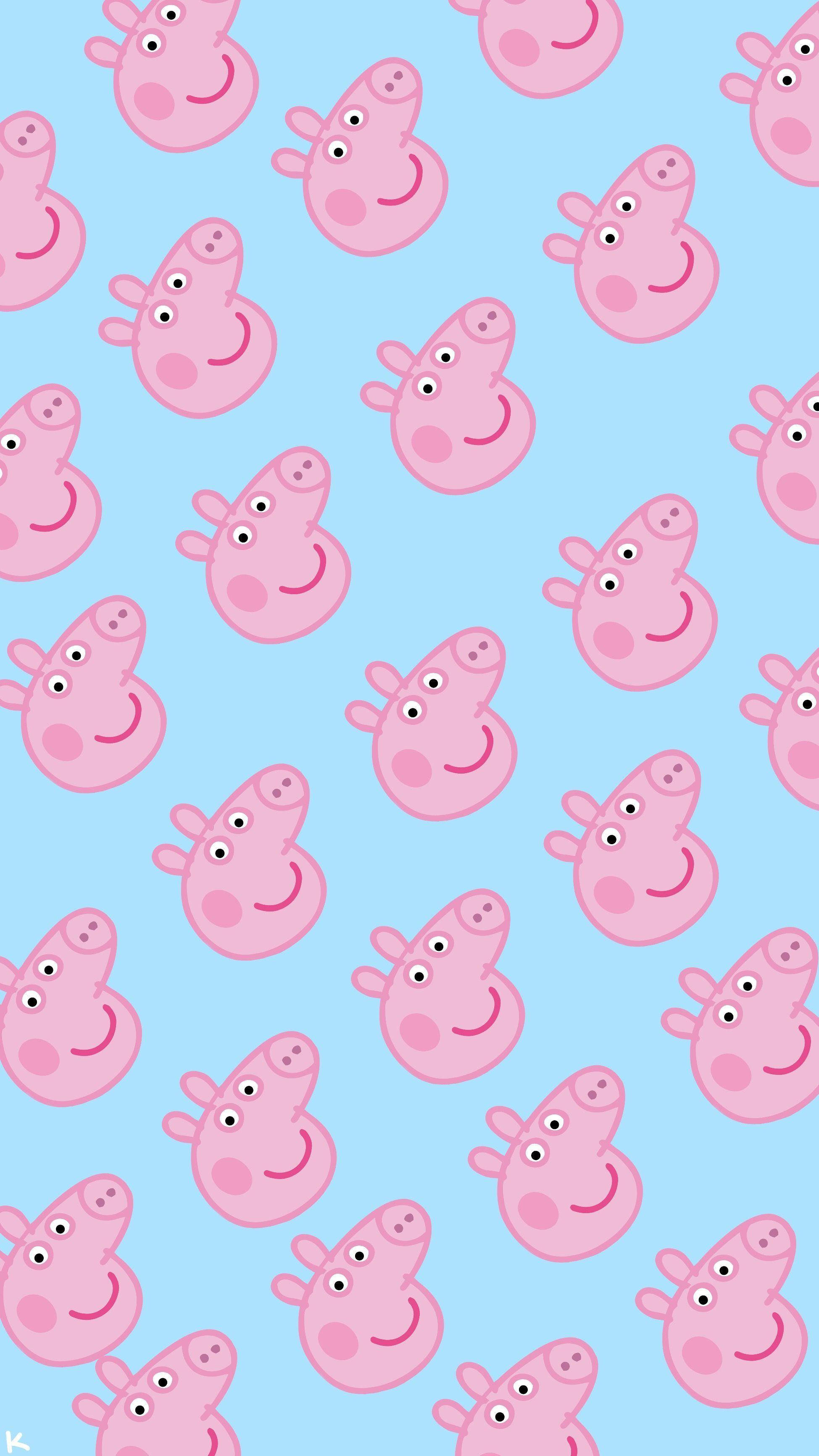 Peppa Pig, phone heads, cheerful pink cartoon pig faces, 2K Phone Wallpaper