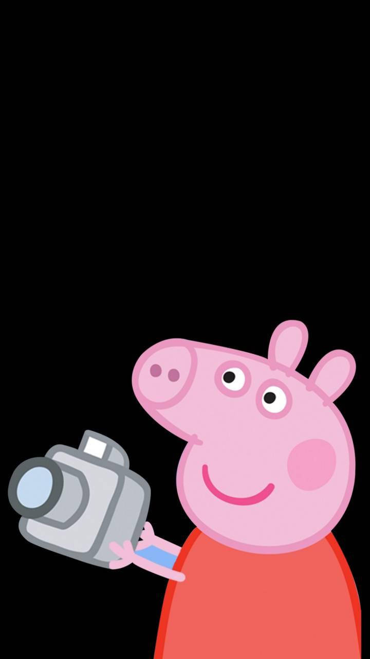 Peppa Pig, camera, solid black background, HD Phone Wallpaper