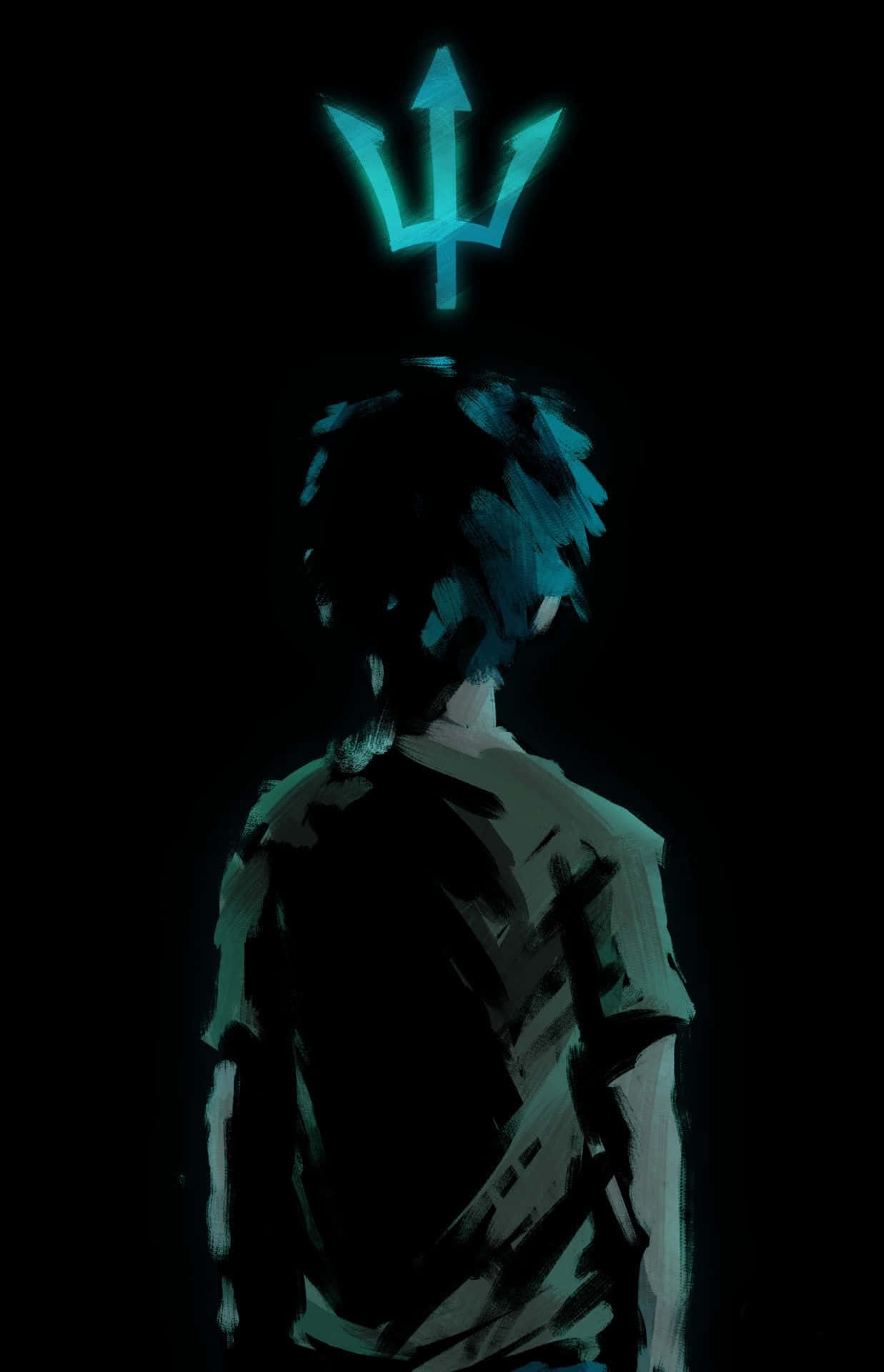 Percy Jackson, trident, glowing blue, Full HD Phone Wallpaper