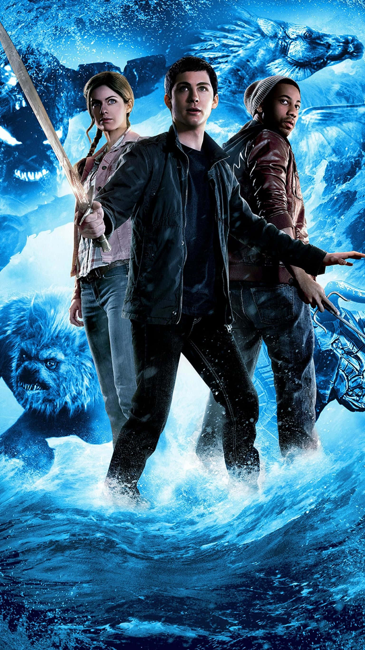 Percy Jackson, son of Poseidon, monstrous sea creatures, 2K Phone Wallpaper