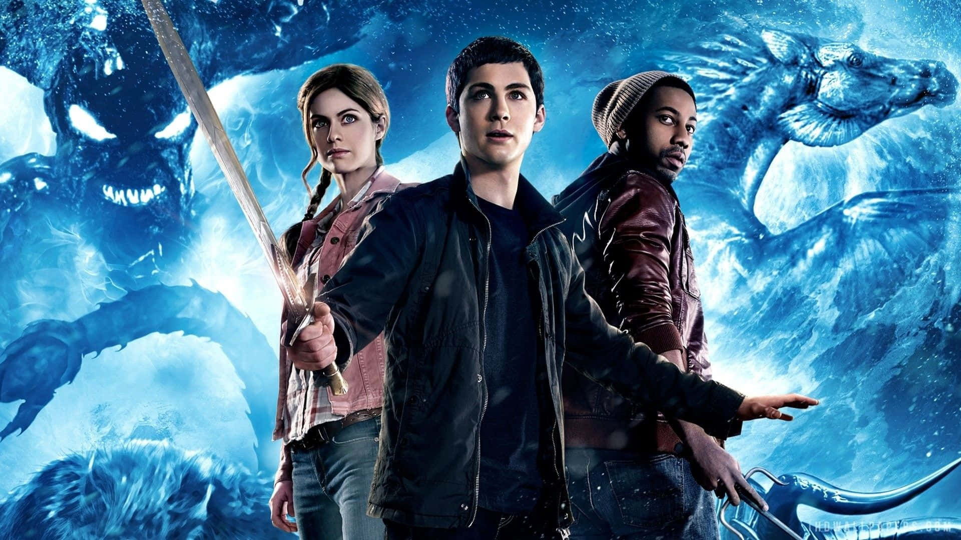 Percy Jackson, sea monsters, ice dragon, Full HD Desktop Wallpaper