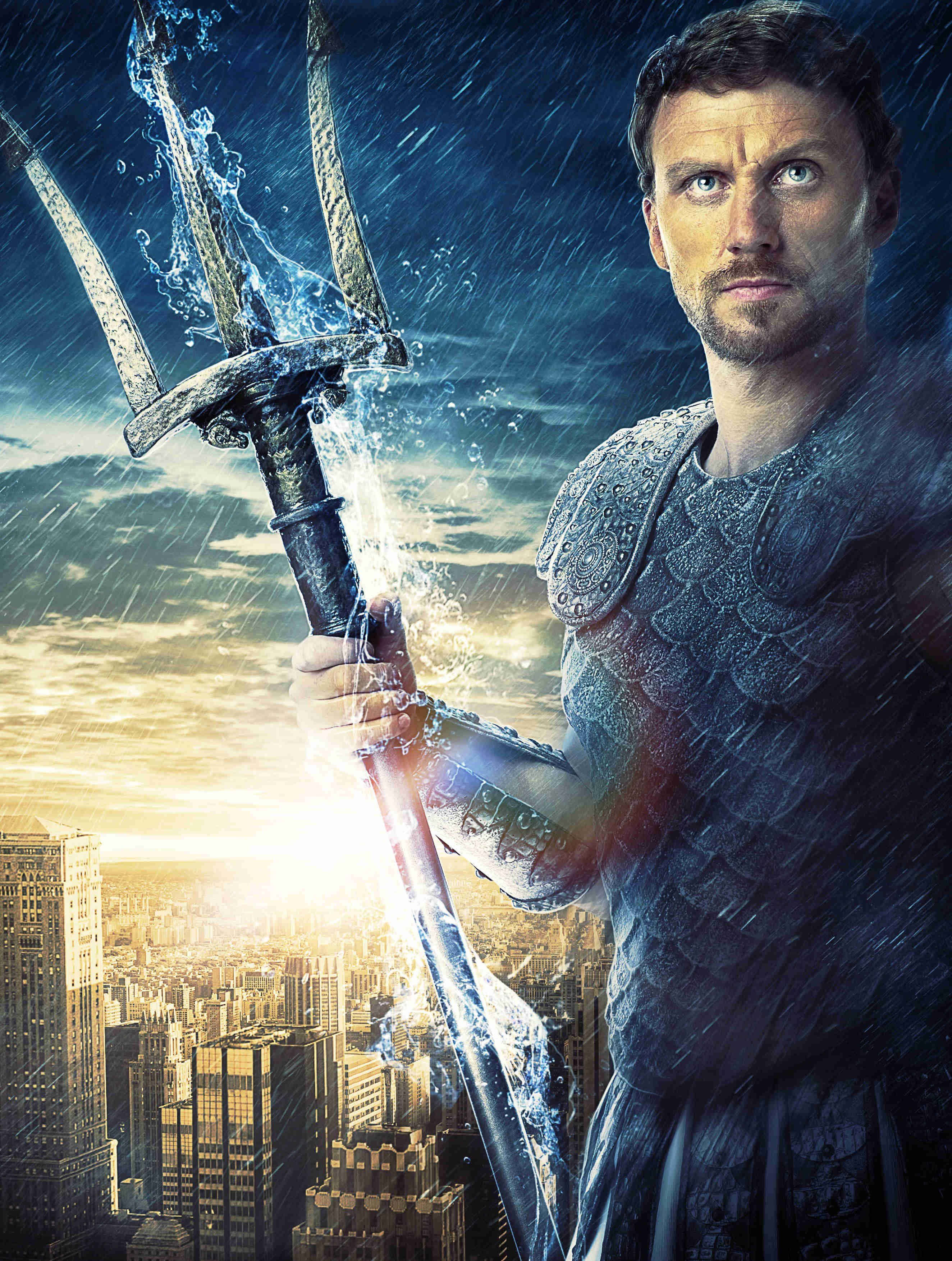 Percy Jackson, scale armor, glowing trident, 2K Phone Wallpaper