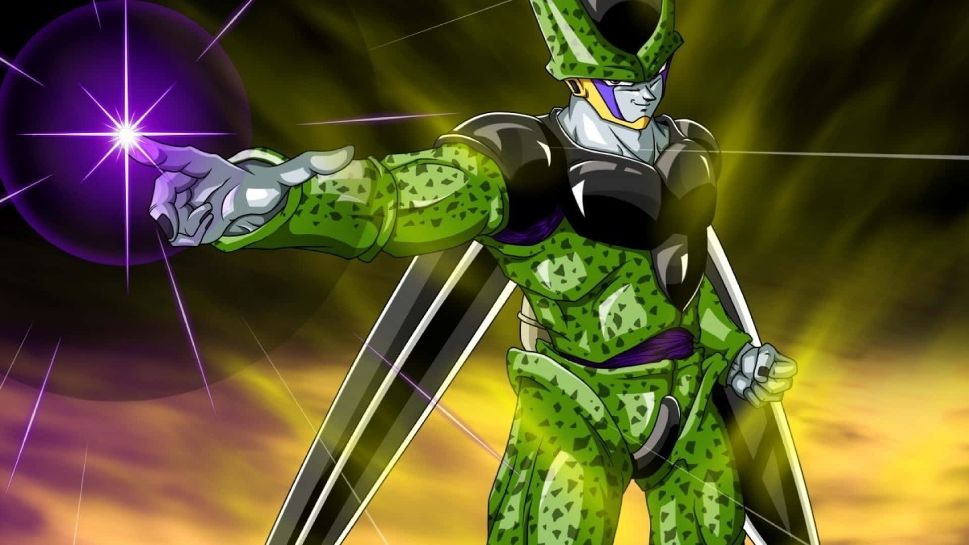 Perfect Cell, green-skinned anime warrior, armor, Full HD Desktop Wallpaper