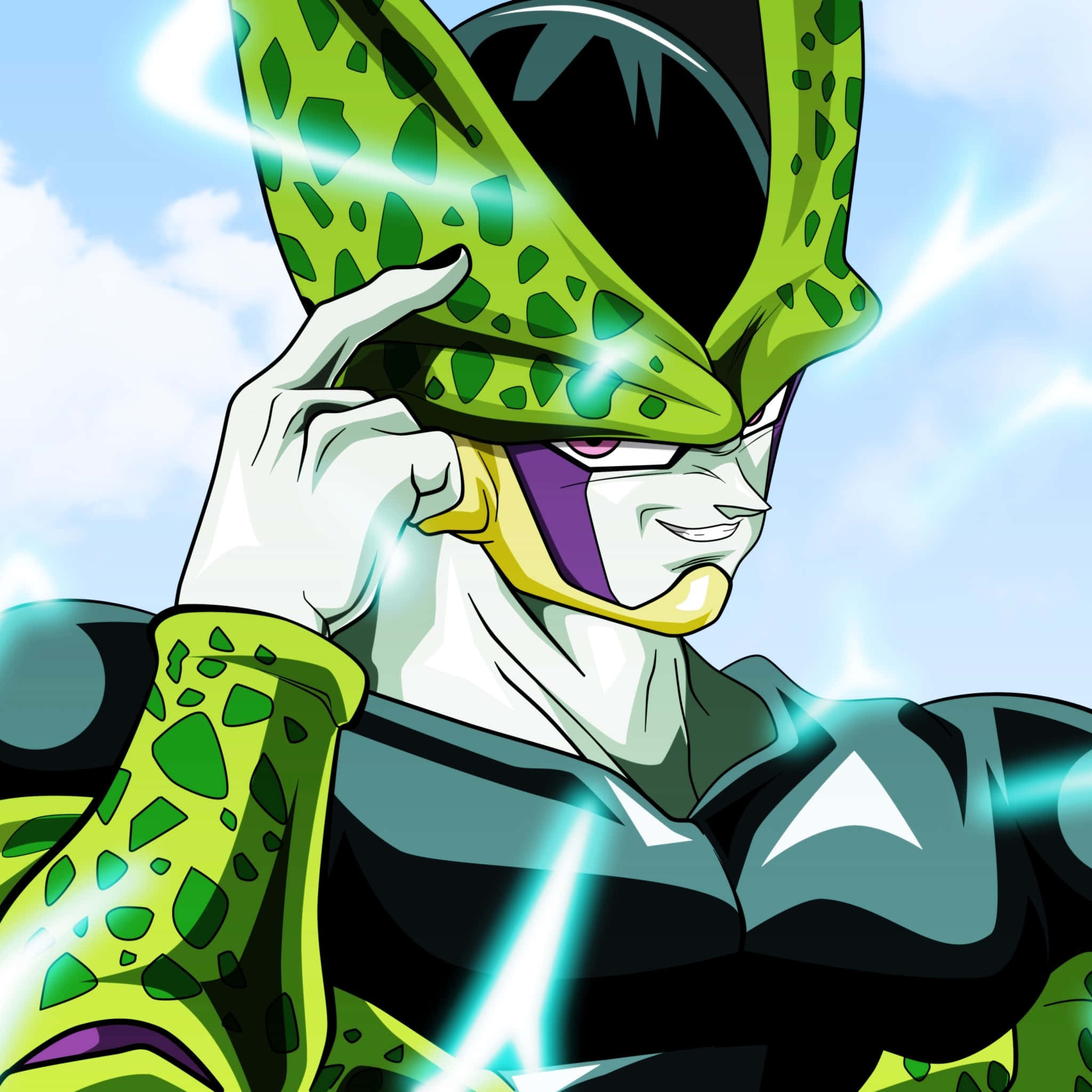 Perfect Cell, green-skinned, spiked helmet, Full HD Desktop Wallpaper