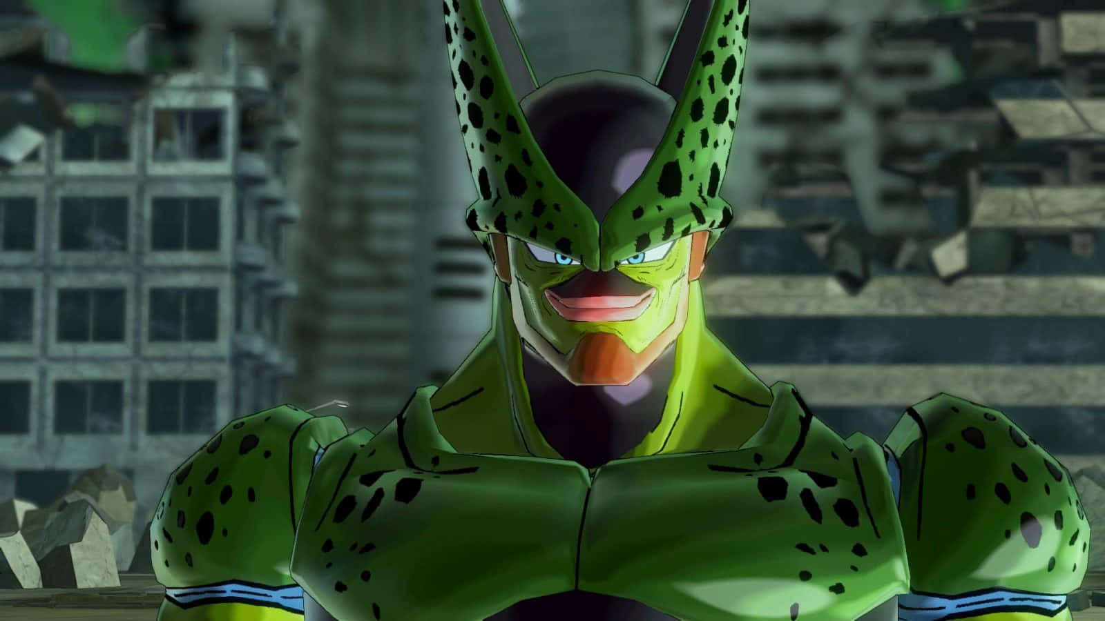 Perfect Cell, green alien, black spots, HD Desktop Wallpaper