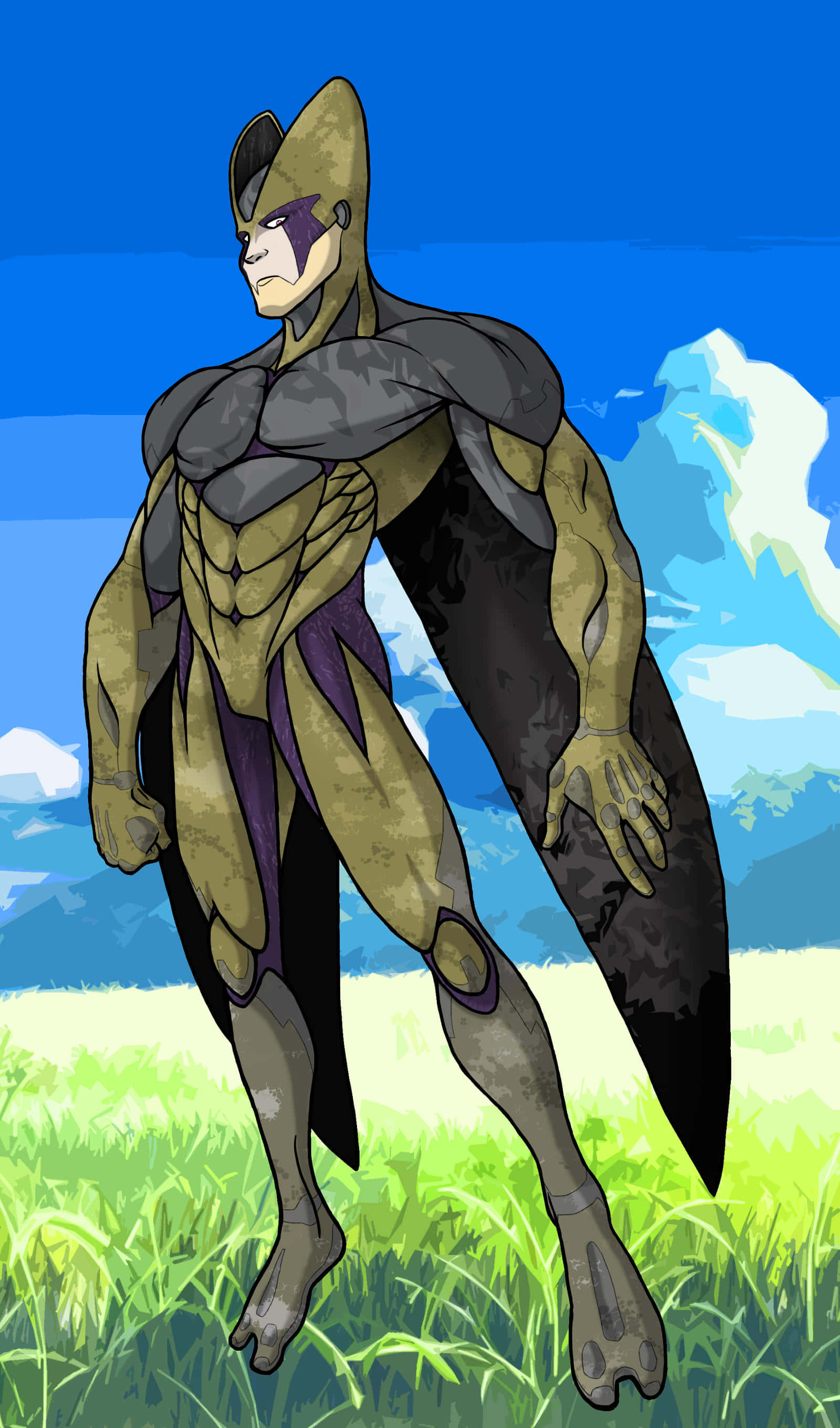 Perfect Cell, bird-like head, cape, 2K Phone Wallpaper