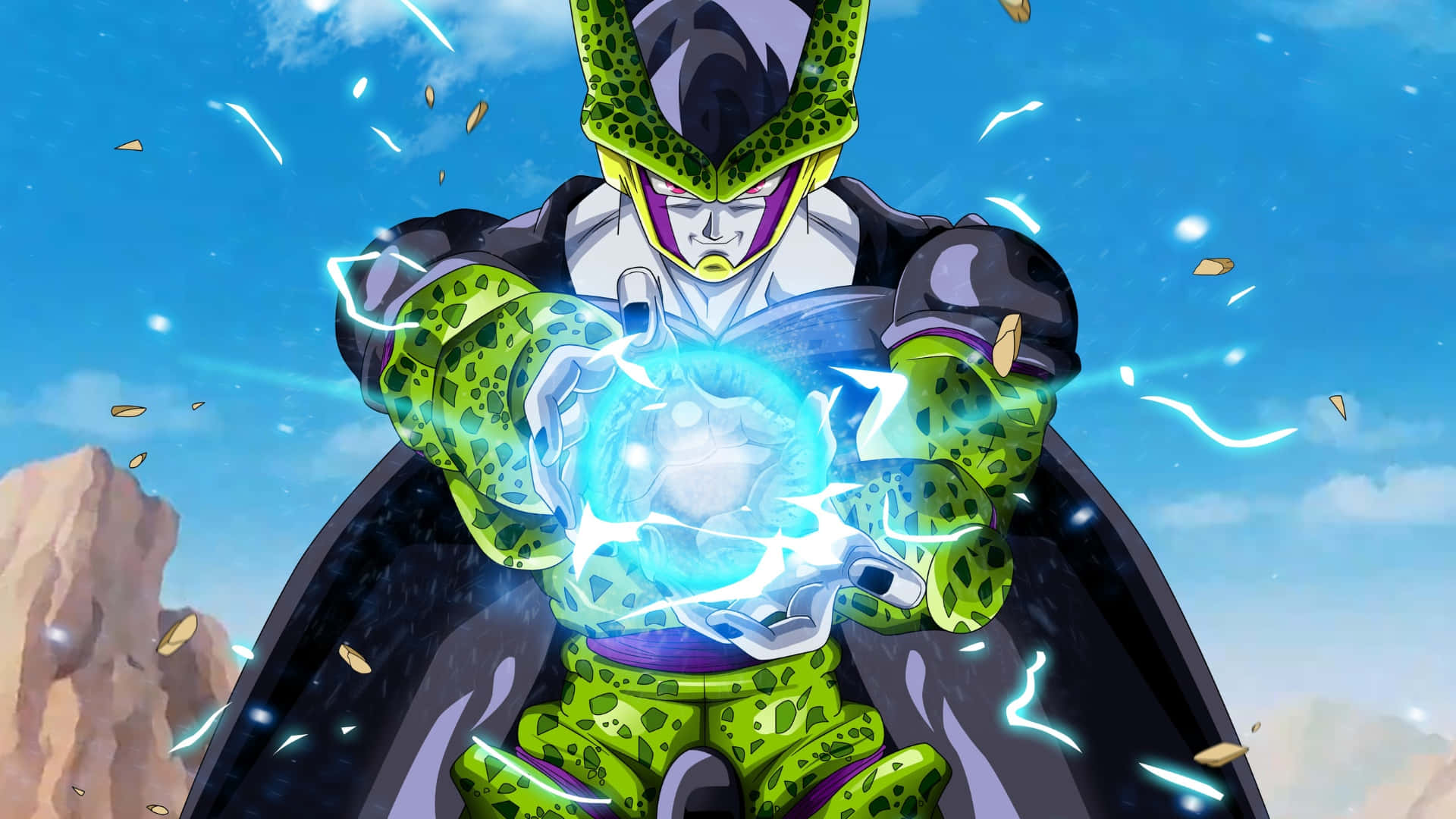 Perfect Cell, anime villain, green-skinned, Full HD Desktop Wallpaper