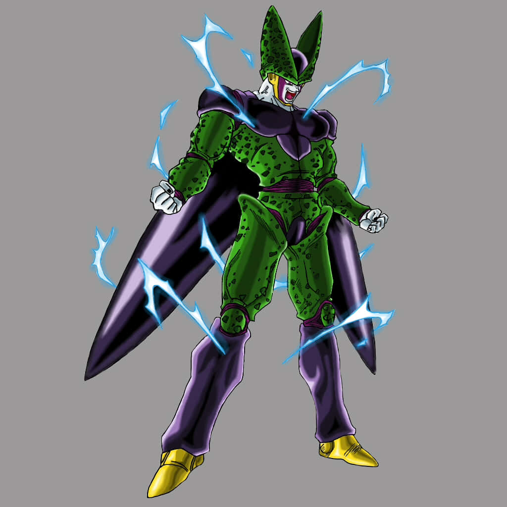 Perfect Cell, green and purple, spiky headgear, SD Desktop Wallpaper