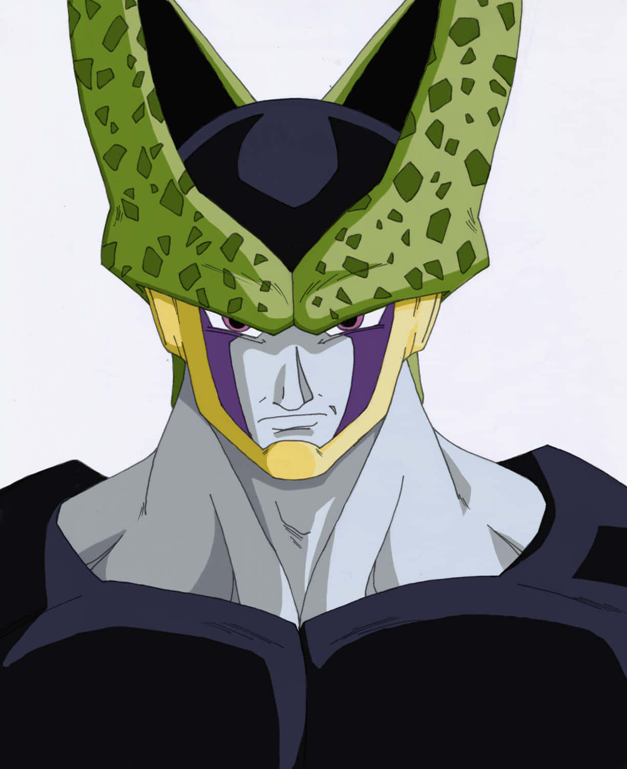Perfect Cell, green spiked headgear, purple eyes, HD Phone Wallpaper