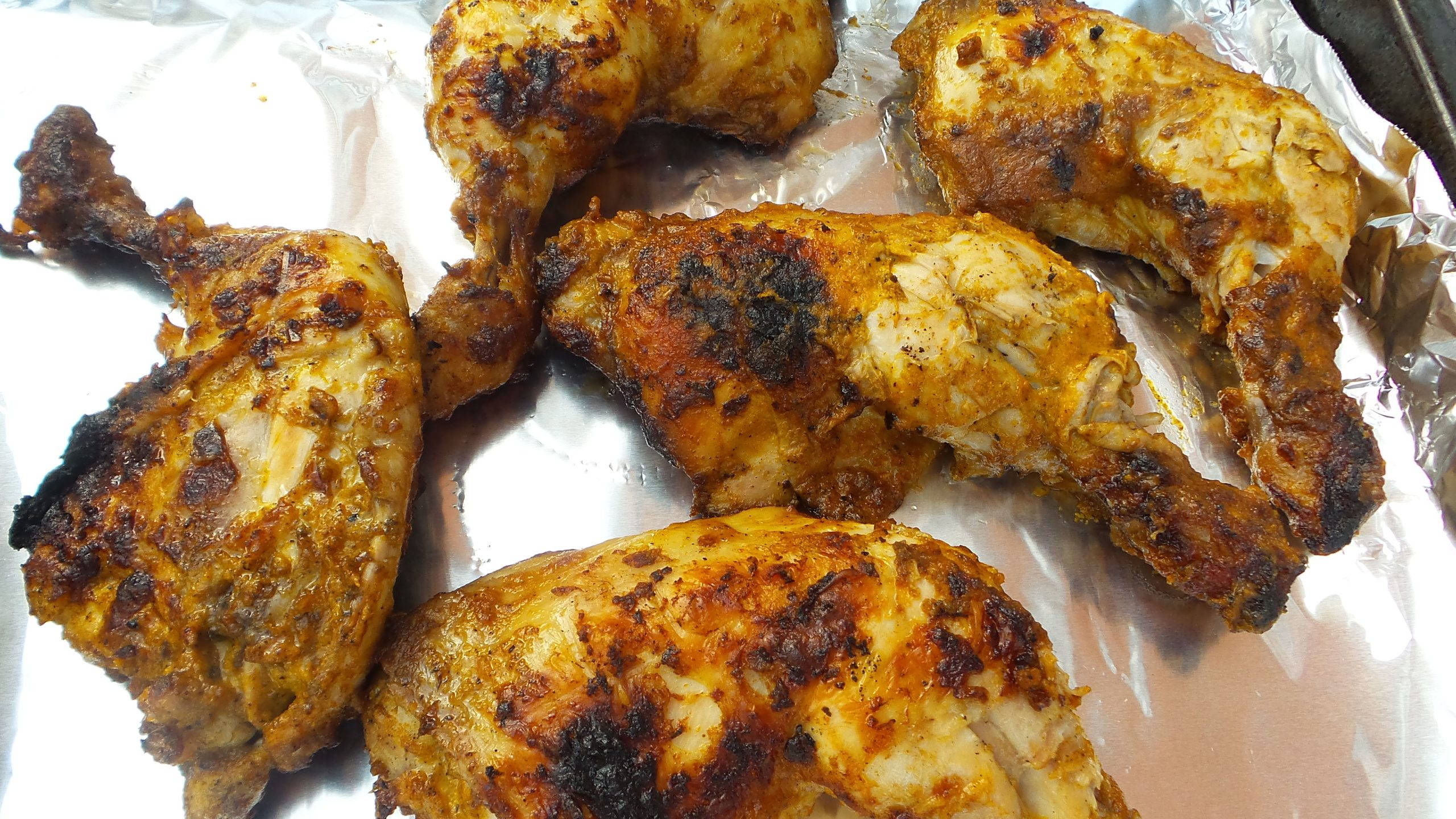 peri peri chicken, leg and thigh, aluminum foil wrapper, 2K Desktop Wallpaper