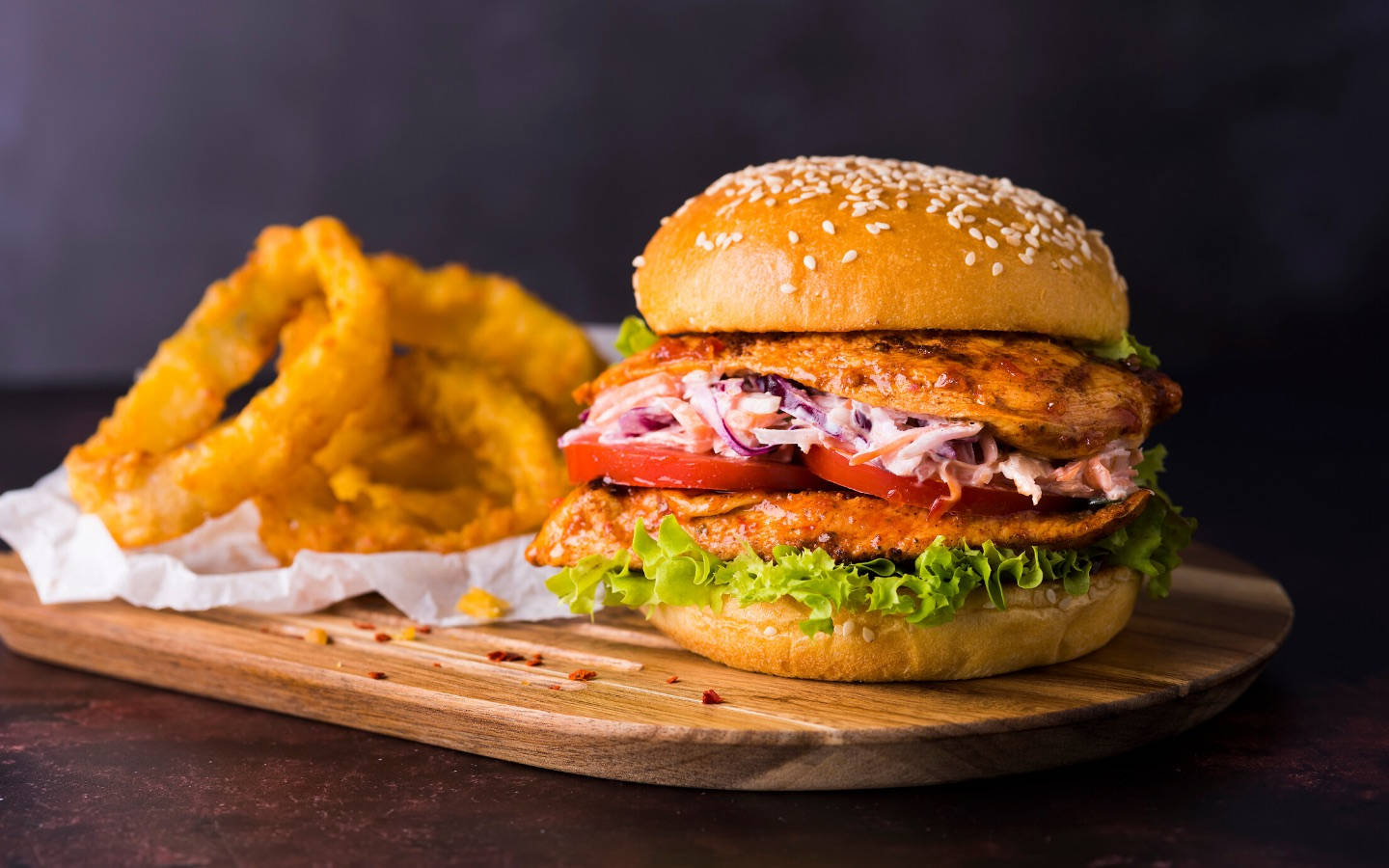 Peri Peri Chicken Burger Meal, sesame bun, lettuce, HD Desktop Wallpaper