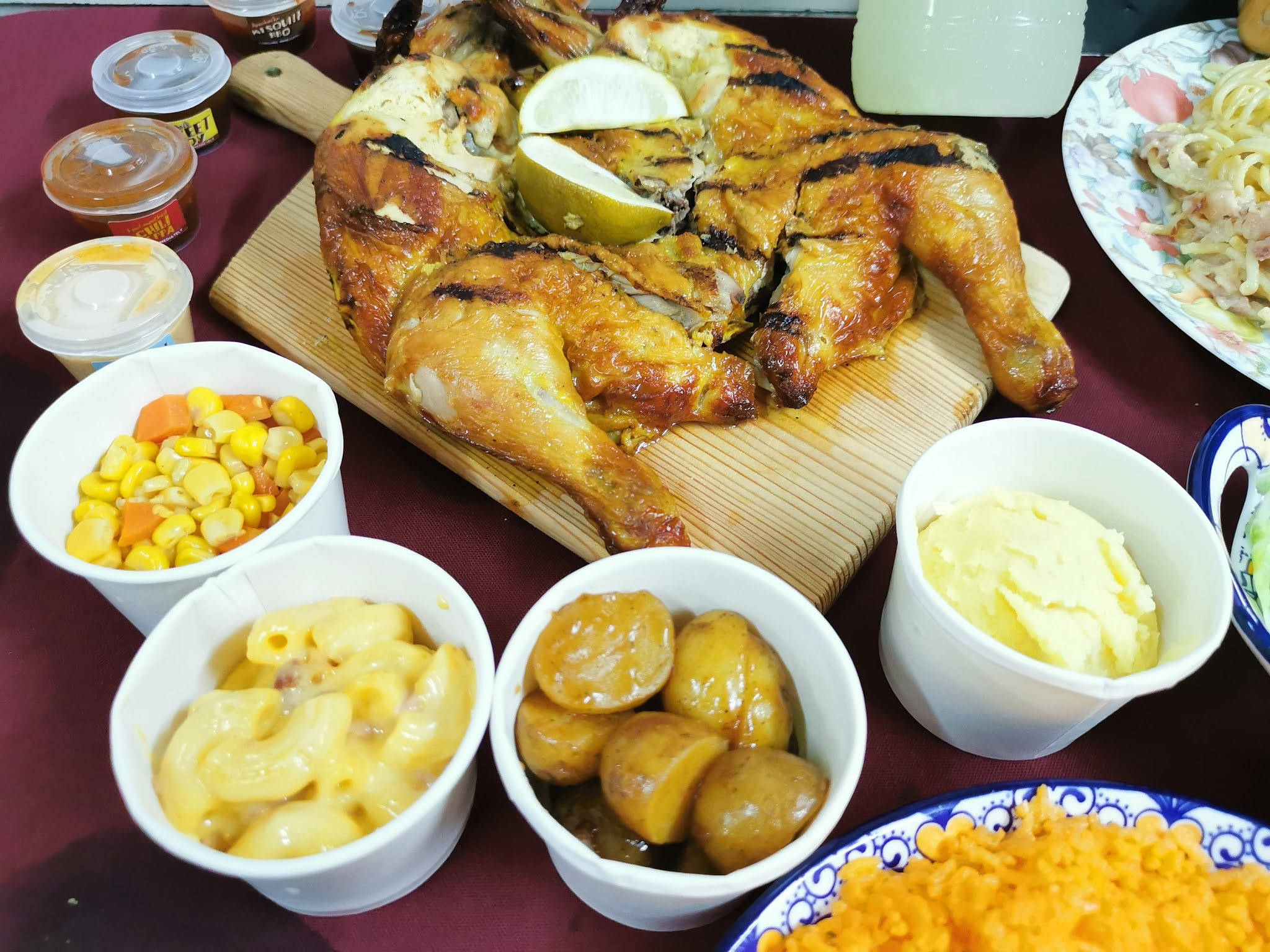 Peri Peri Chicken, charcoal, wooden board, Full HD Desktop Wallpaper