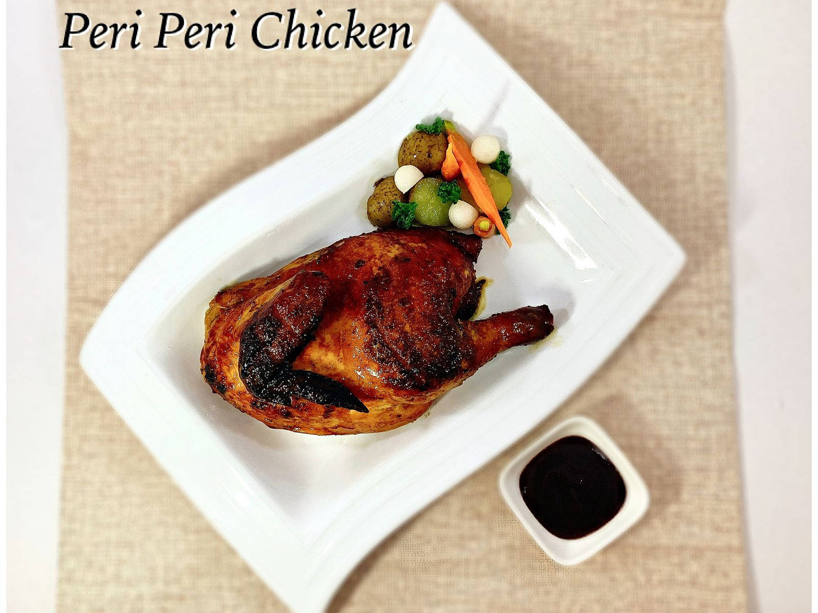 Peri Peri Chicken, charred skin, white plate, HD Desktop Wallpaper