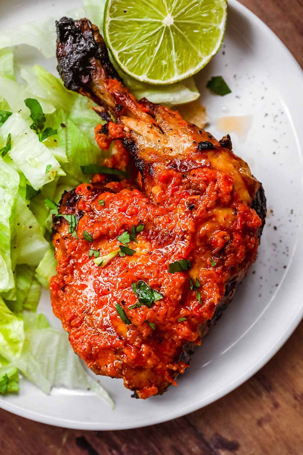 Peri Peri Chicken, grilled chicken leg, vibrant red sauce, HD Phone Wallpaper