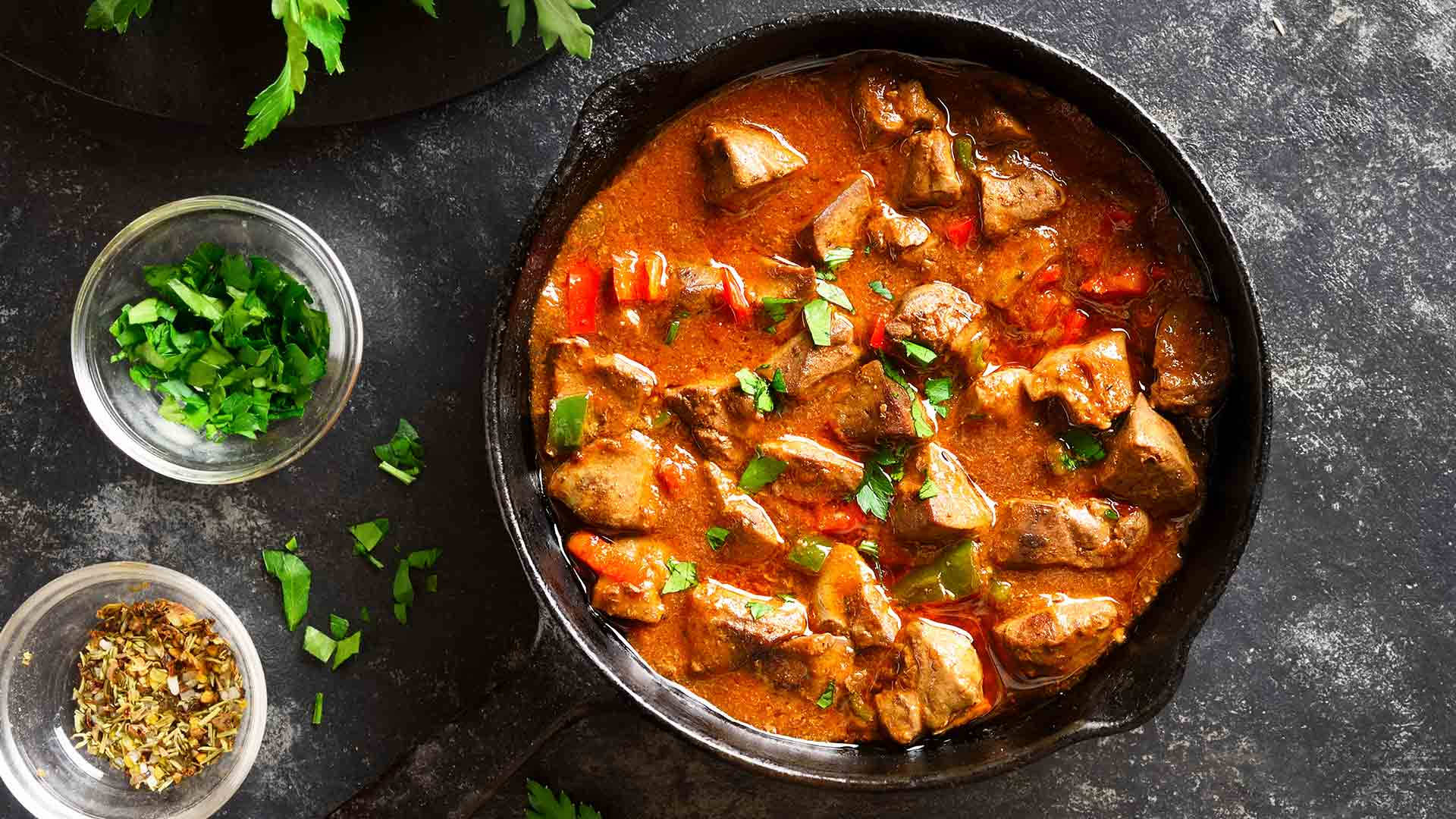 Peri Peri Chicken, cast iron skillet, rich savory stew, Full HD Desktop Wallpaper
