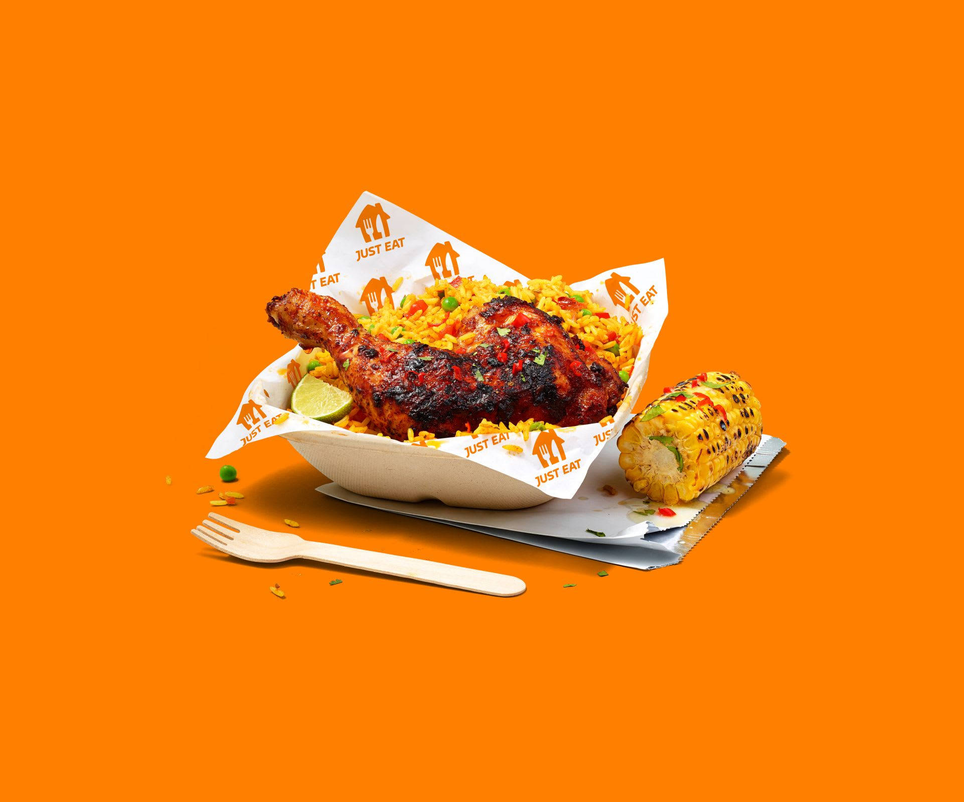 Peri Peri Chicken, rice, corn, Full HD Desktop Wallpaper