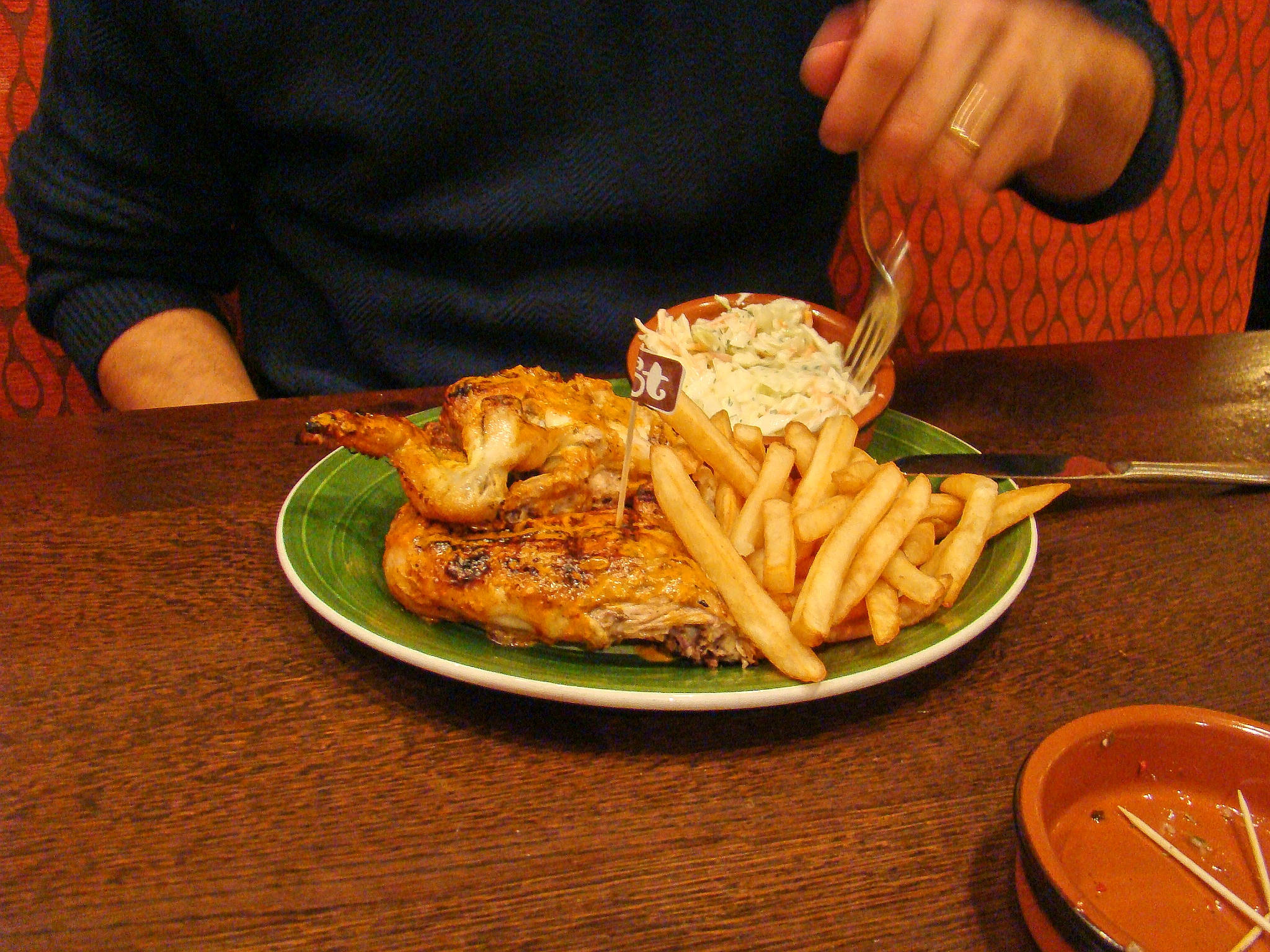 Peri Peri Chicken, fries, coleslaw, Full HD Desktop Wallpaper