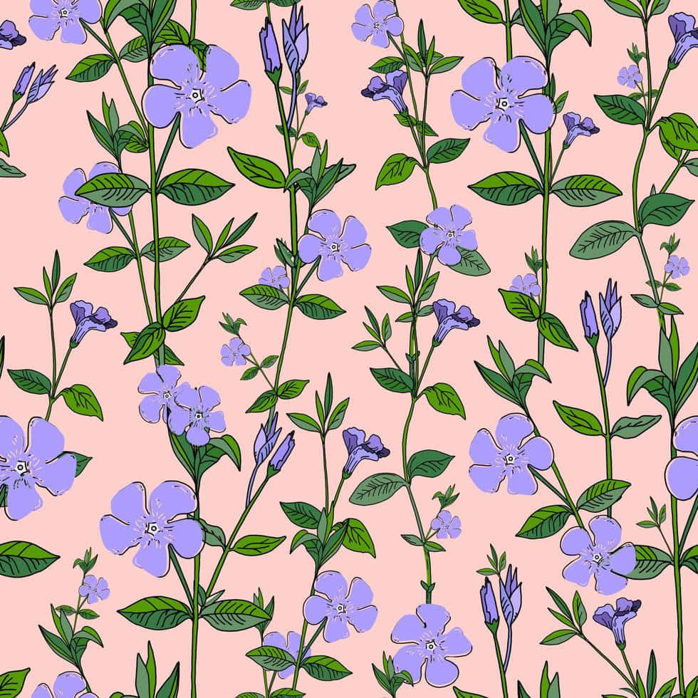 Periwinkle, floral pattern, purple flowers, SD Desktop Wallpaper