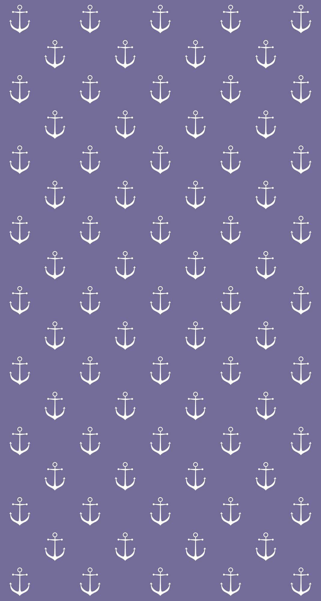 Periwinkle, anchor pattern, white anchor icons, Full HD Phone Wallpaper
