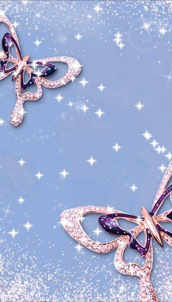 Periwinkle, girly butterfly, rose gold, SD Phone Wallpaper