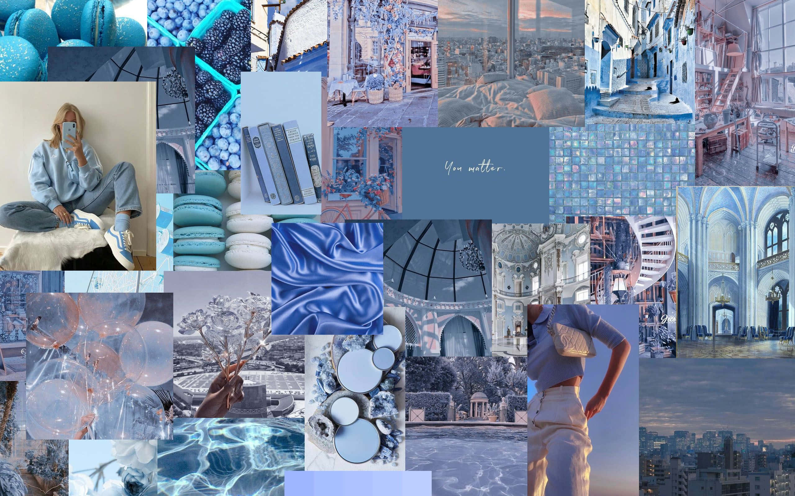 Periwinkle, blue-toned, pastel hues, 2K Desktop Wallpaper