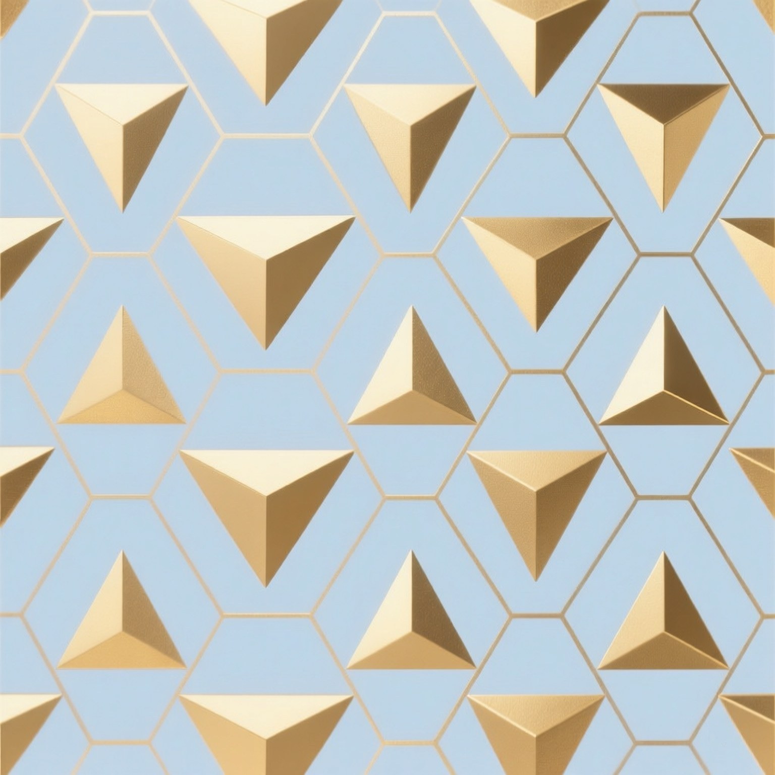 Periwinkle, geometric gold, gold triangular pyramids, HD Desktop Wallpaper