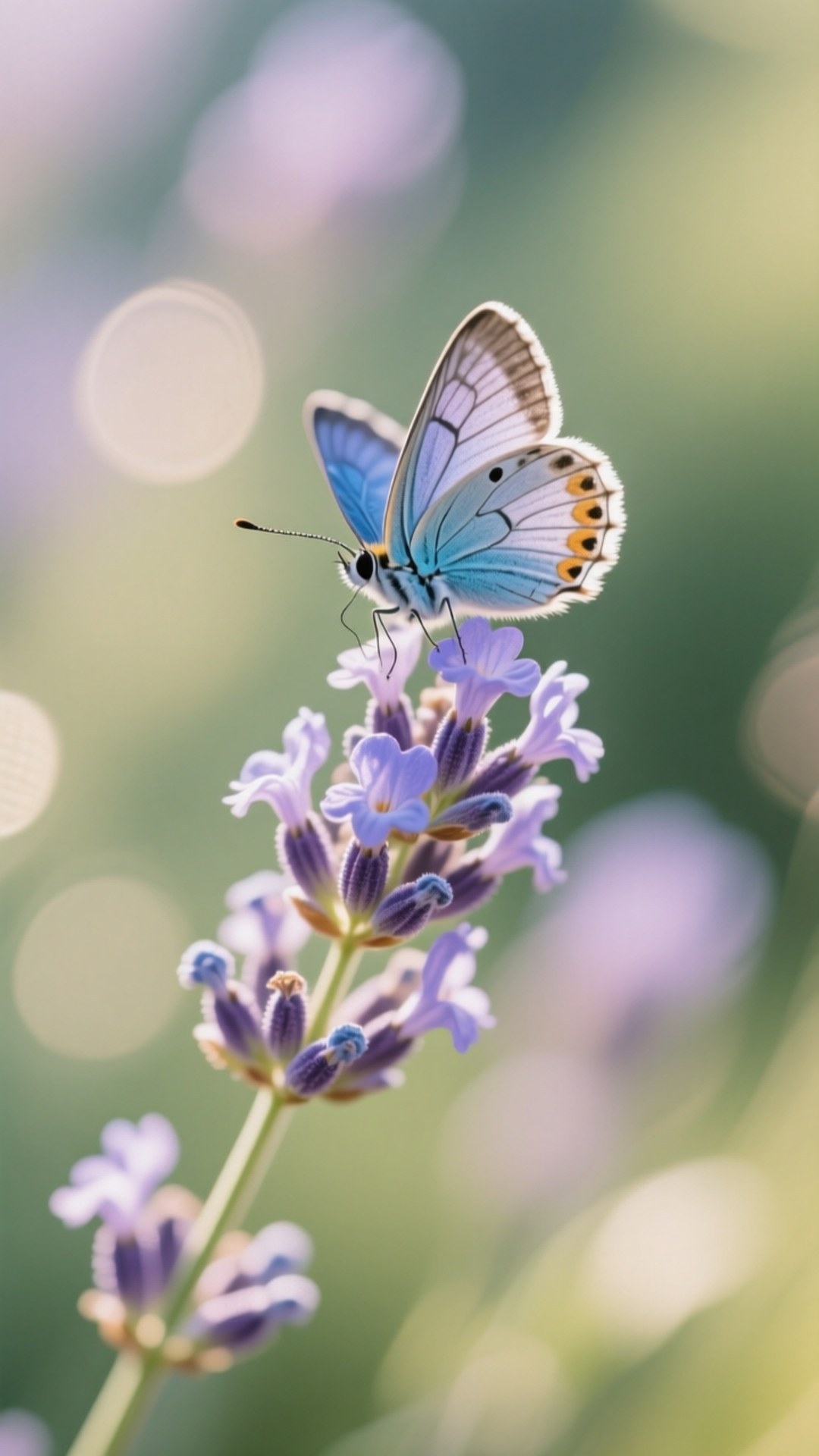 Periwinkle, butterfly, lavender flower spike, Full HD Phone Wallpaper