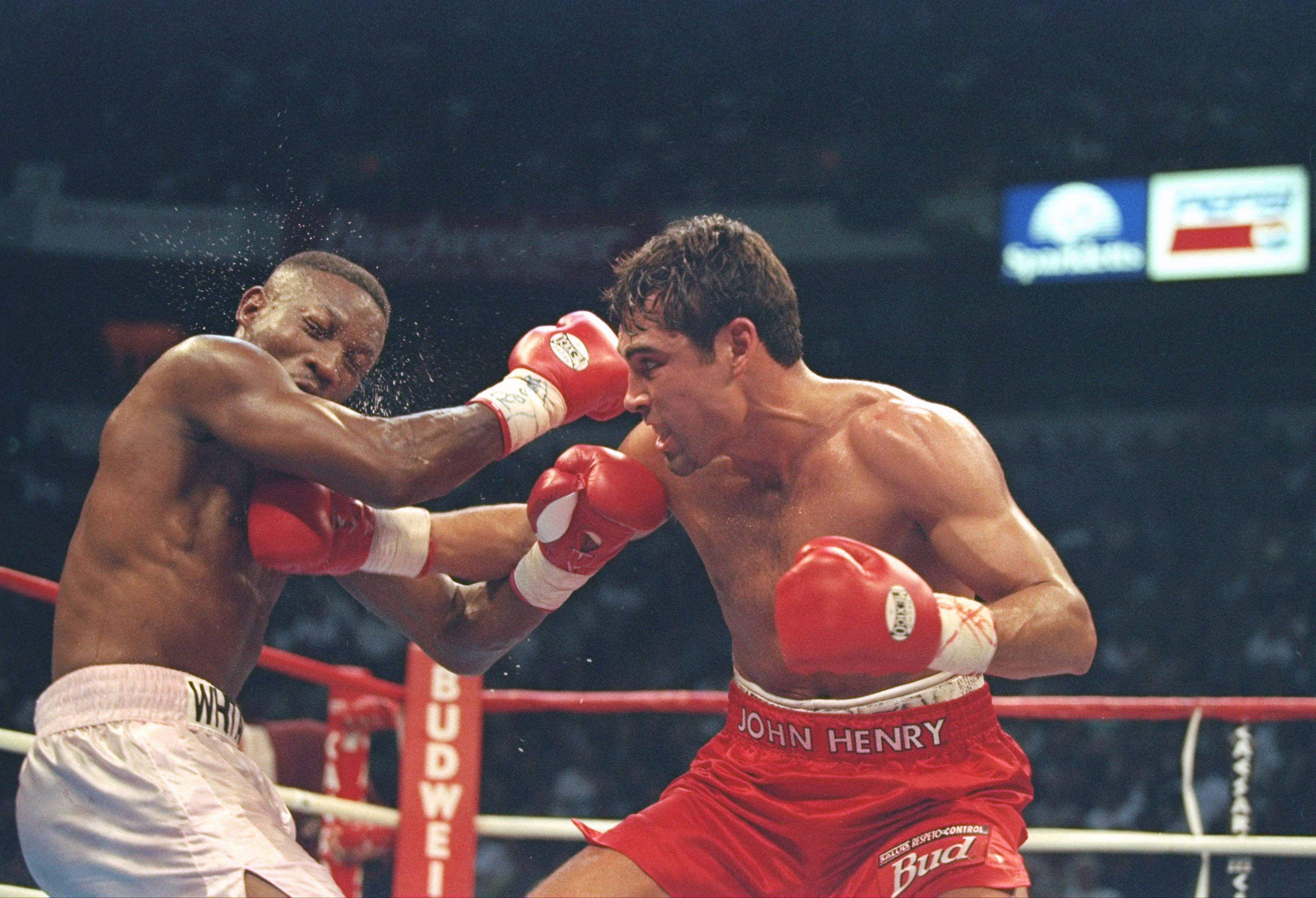Pernell Whitaker, rain-splattered ring, bright arena lights, 2K Desktop Wallpaper