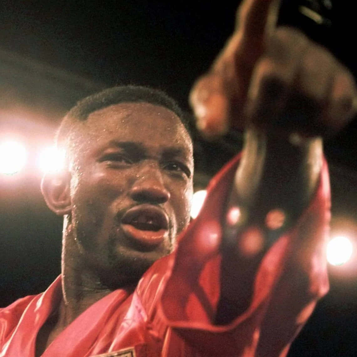 Pernell Whitaker, red robe, bright arena lights, SD Desktop Wallpaper
