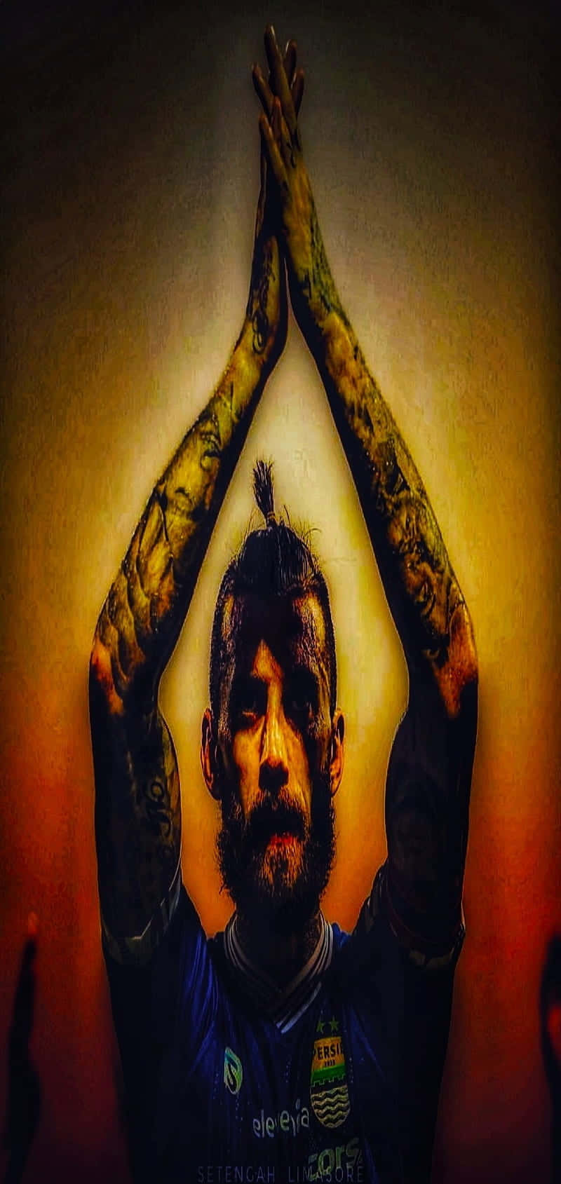 Persib Player, blue sports jersey, tattooed arms, HD Phone Wallpaper