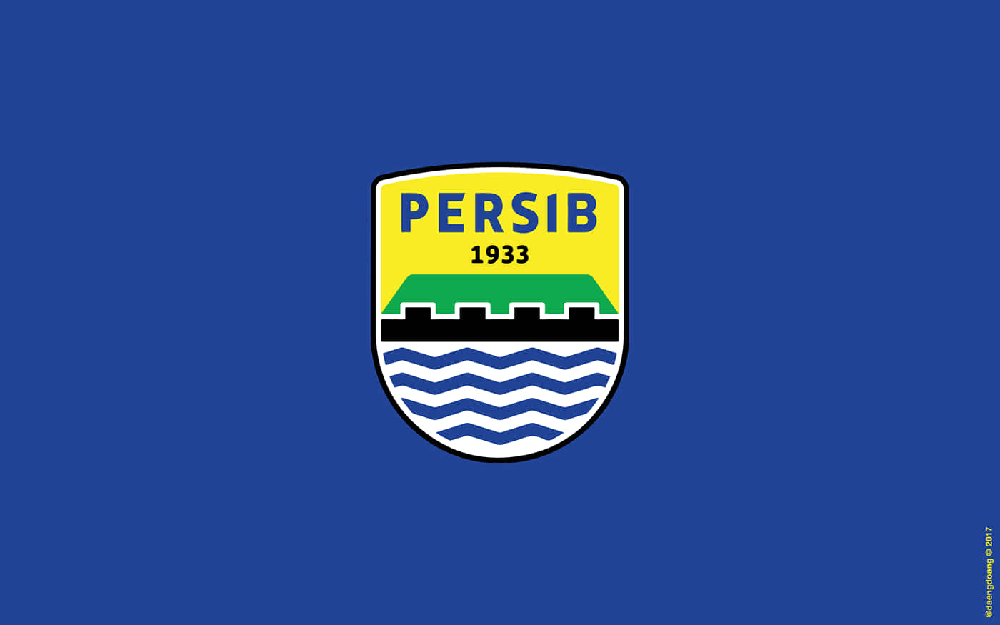Persib Bandung, blue background, shield emblem, HD Desktop Wallpaper