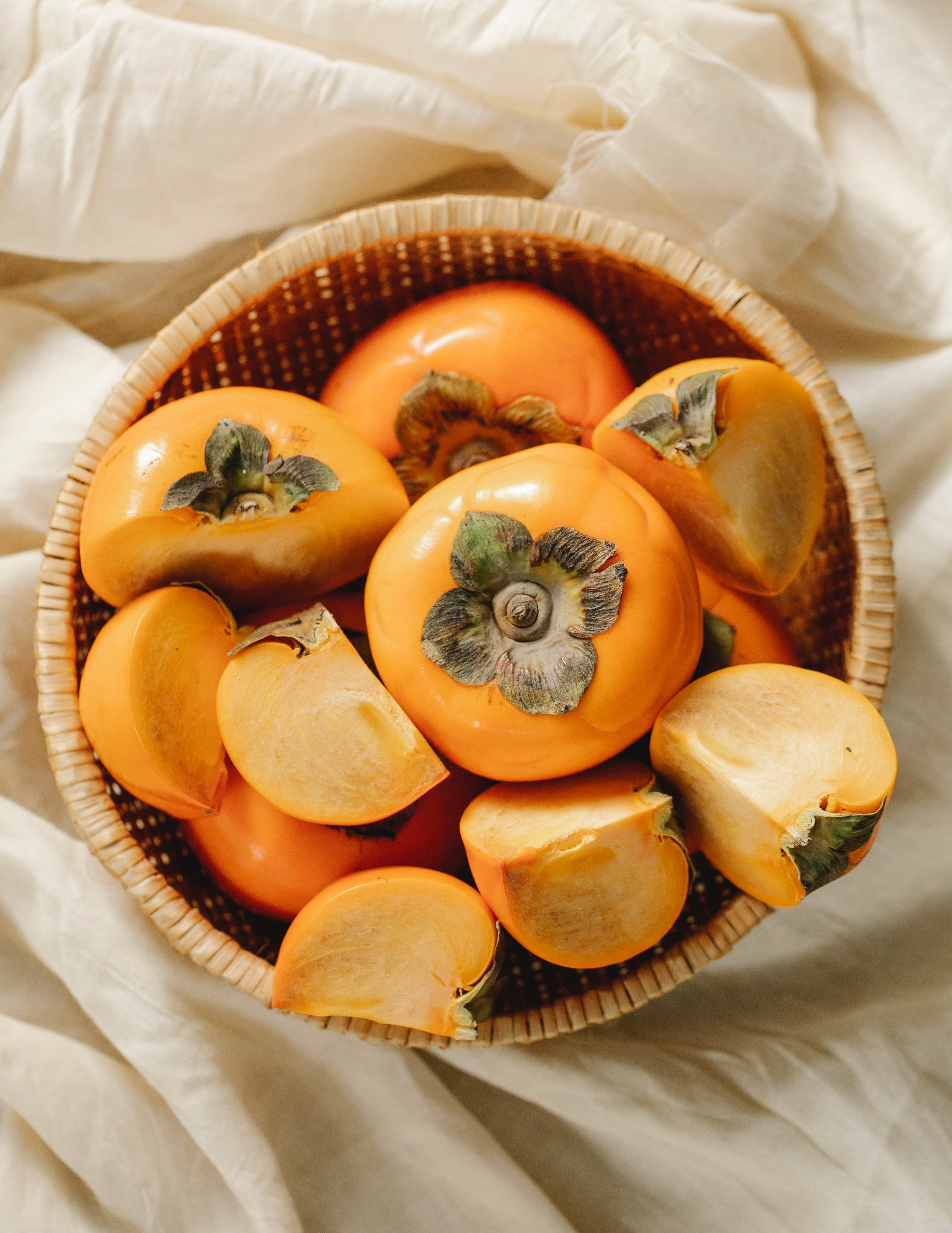 Persimmon, shiny skin, vibrant orange, 4K Phone Wallpaper