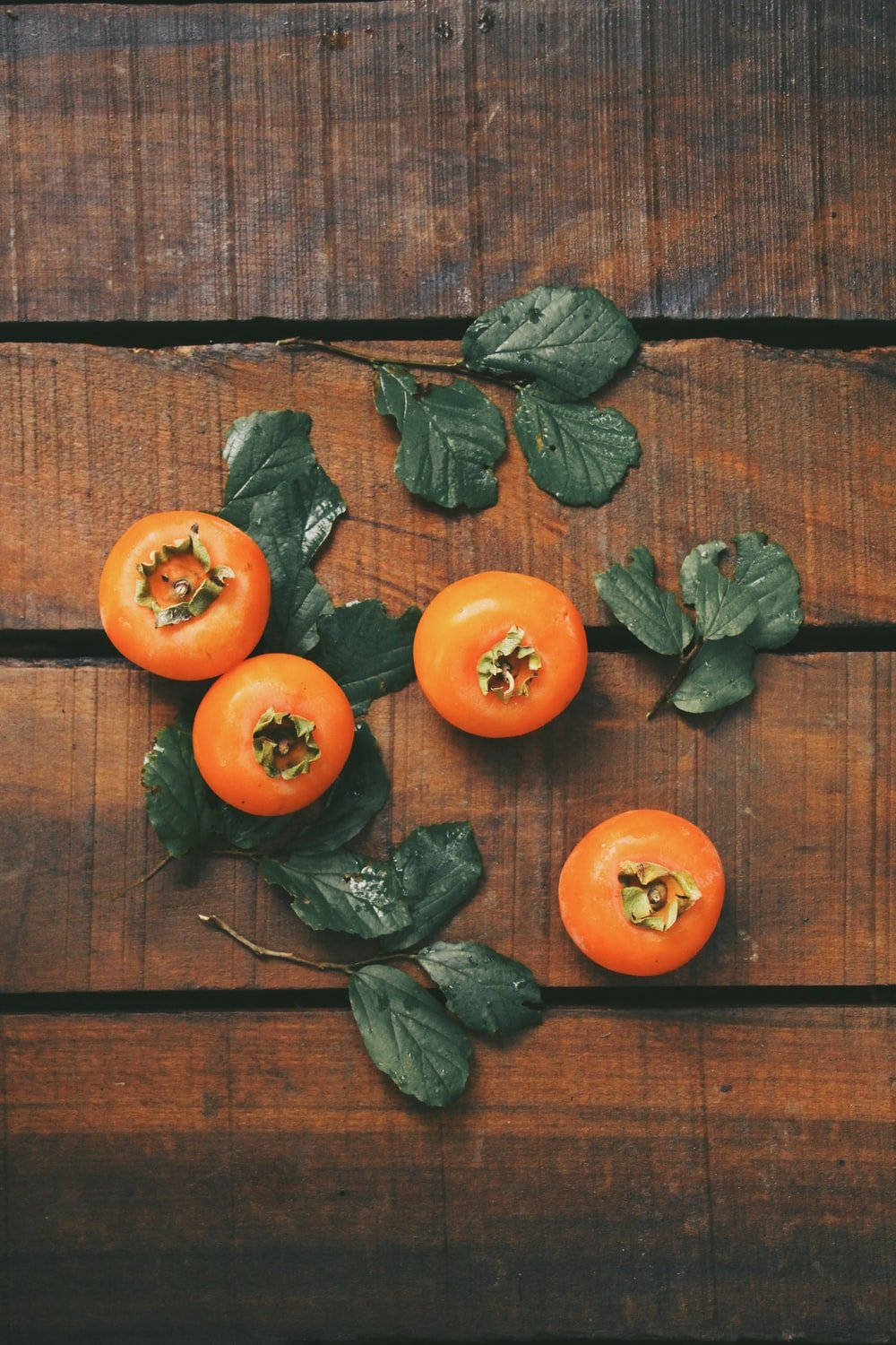persimmon fruit, ripe persimmons, green leaves, HD Phone Wallpaper