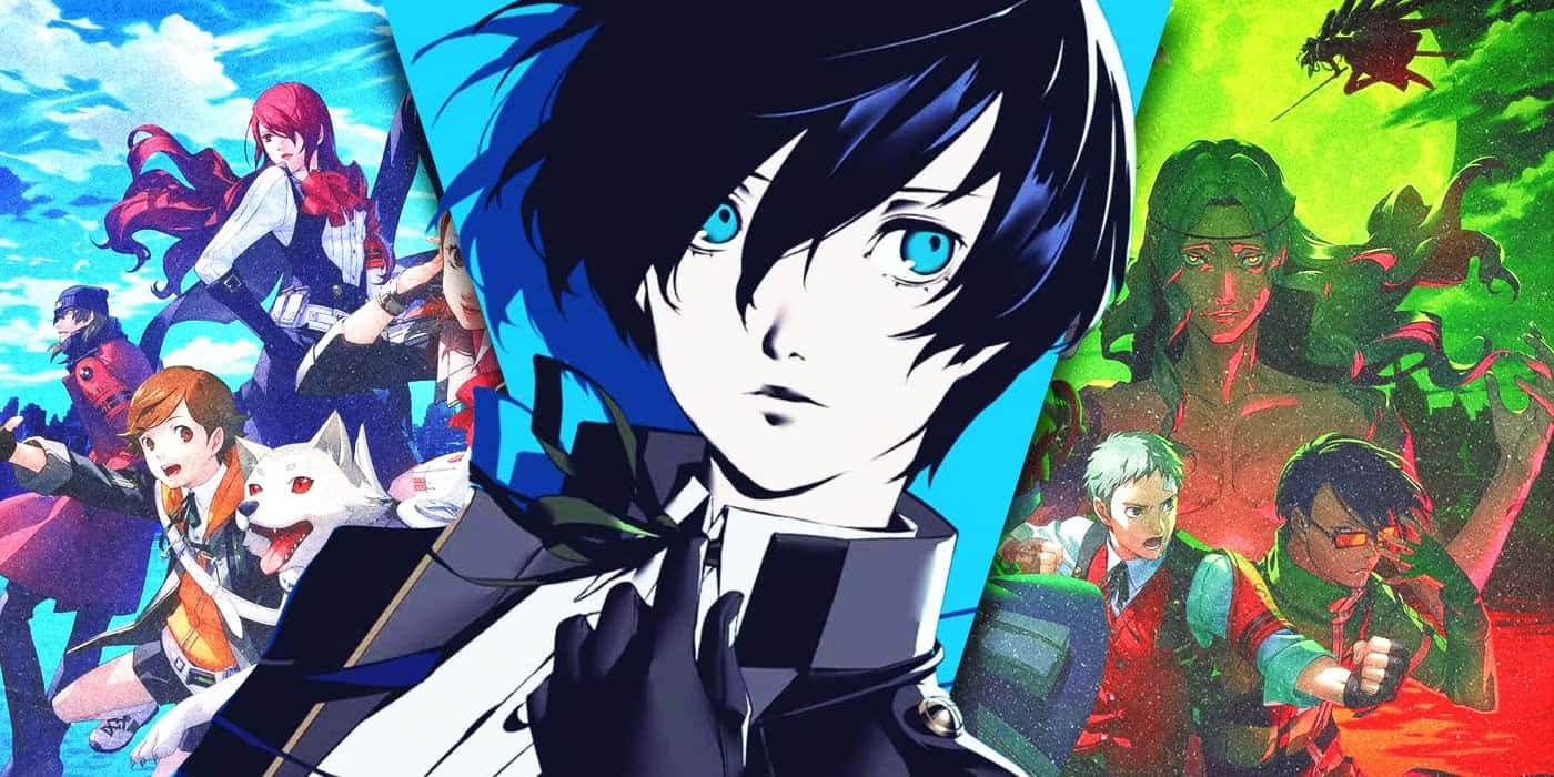 Persona 3 Reload, blue-eyed protagonist, anime collage, HD Desktop Wallpaper