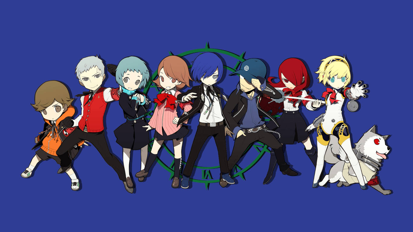 Persona 3, chibi characters, white wolf companion, HD Desktop Wallpaper