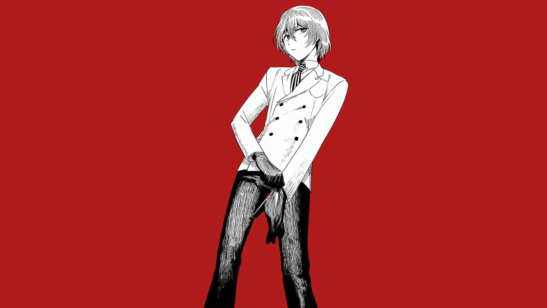 Persona 5, 4K, red background, Full HD Desktop Wallpaper