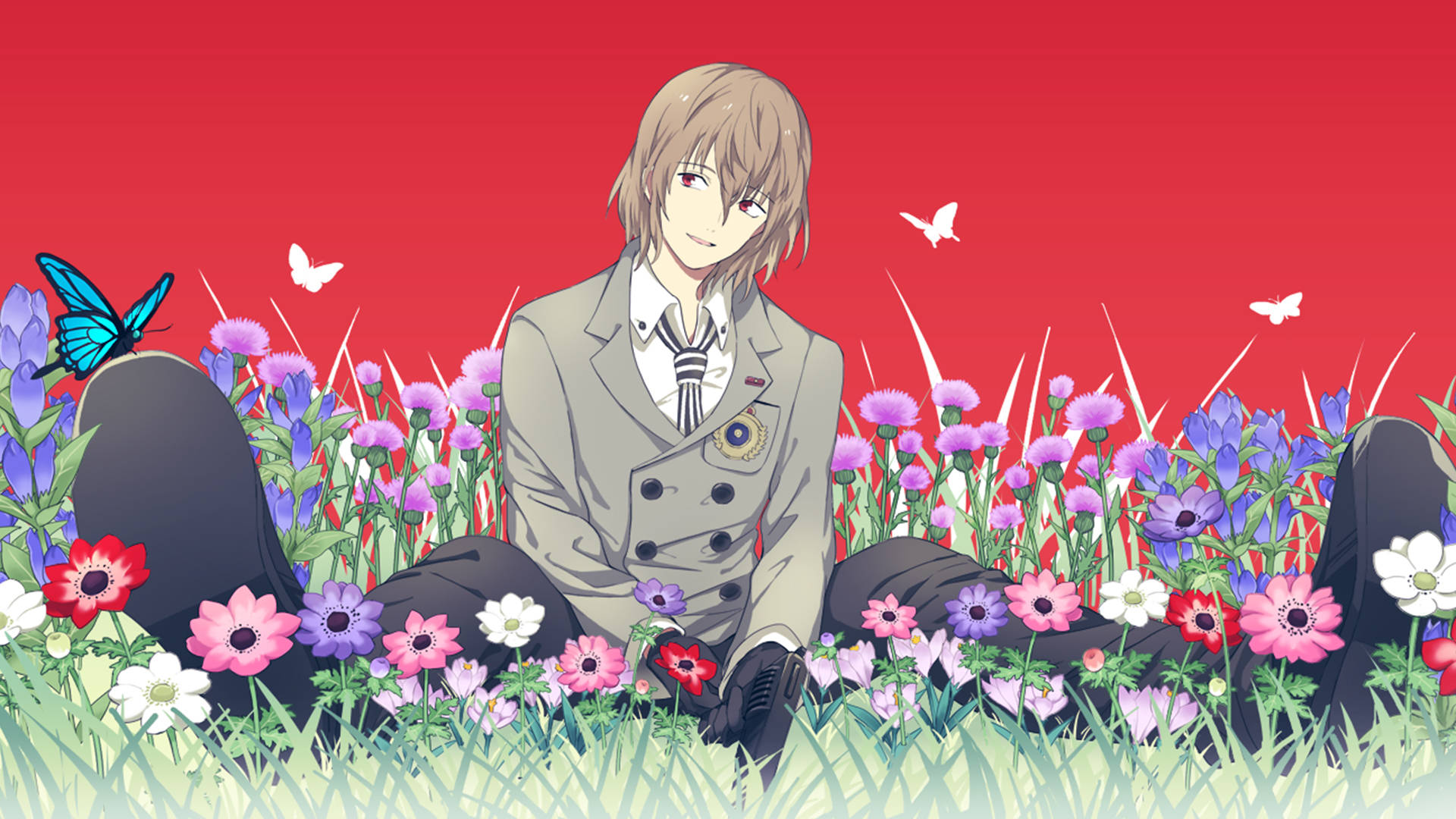 Persona 5, 4K, flower field, Full HD Desktop Wallpaper