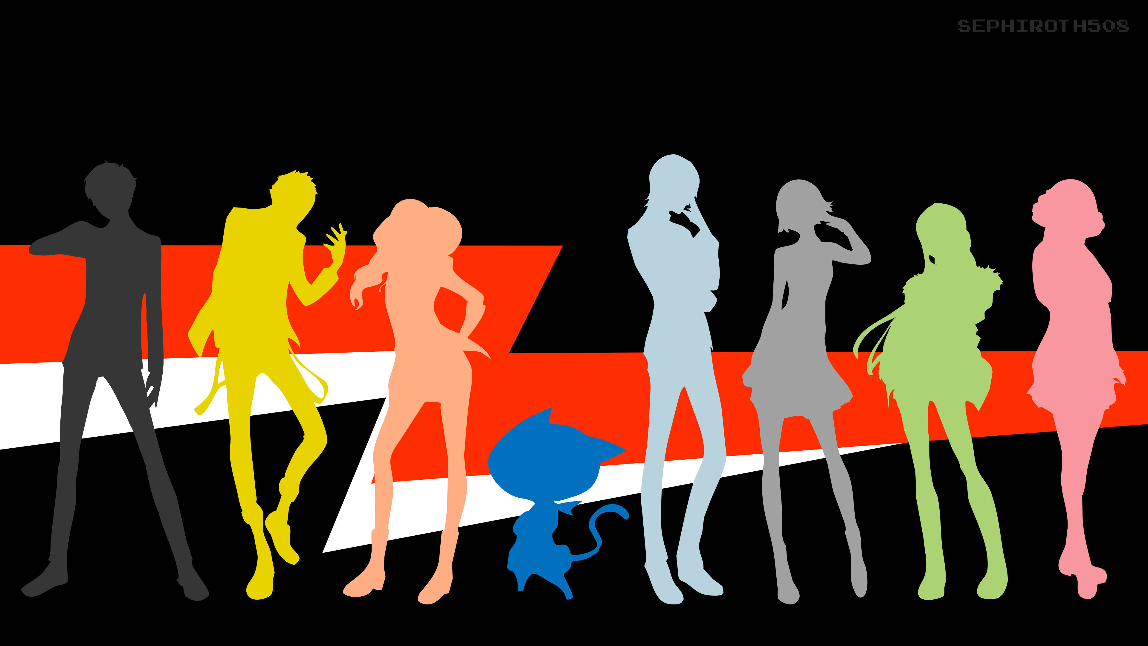Persona 5 4K, silhouettes, anime characters, 4K Desktop Wallpaper