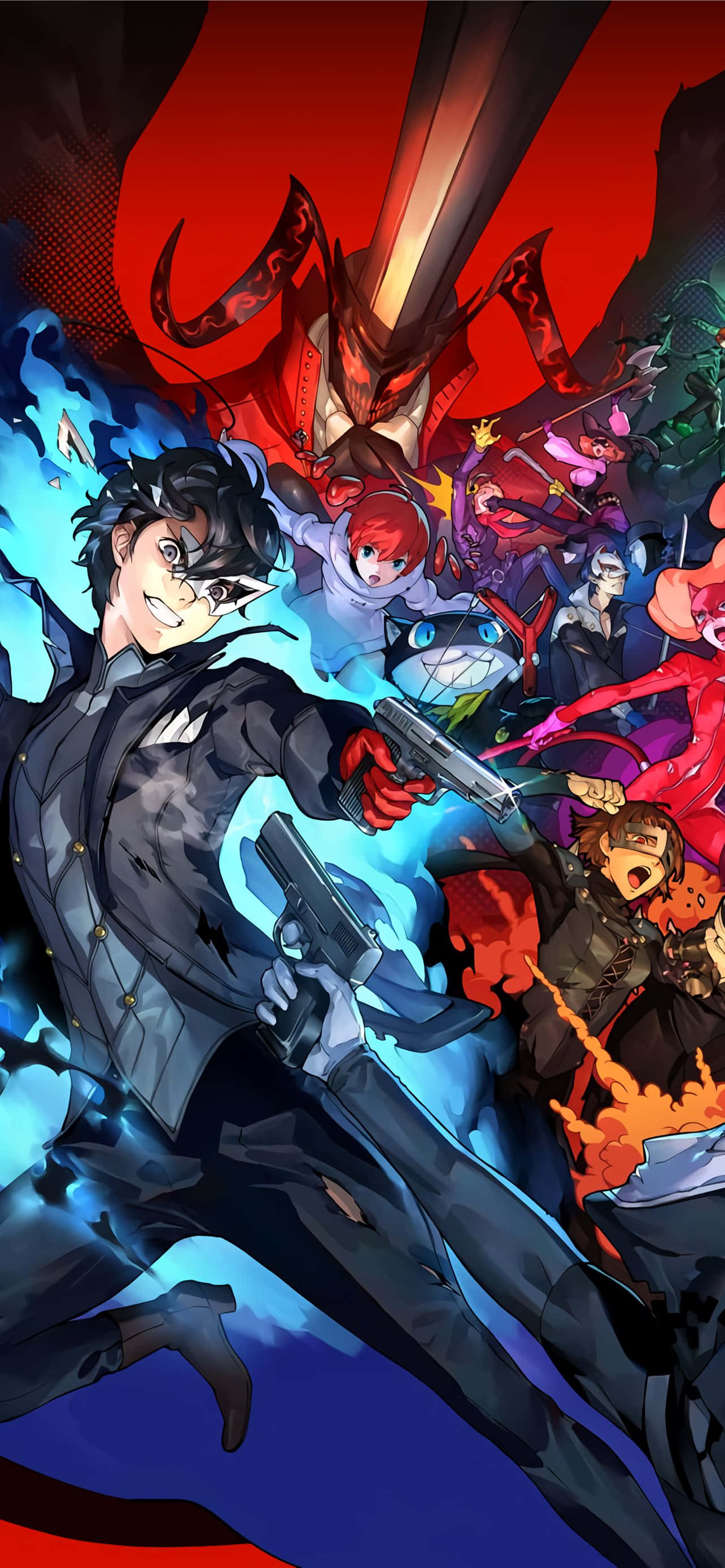 Persona 5, iPhone, anime battle scene, 2K Phone Wallpaper