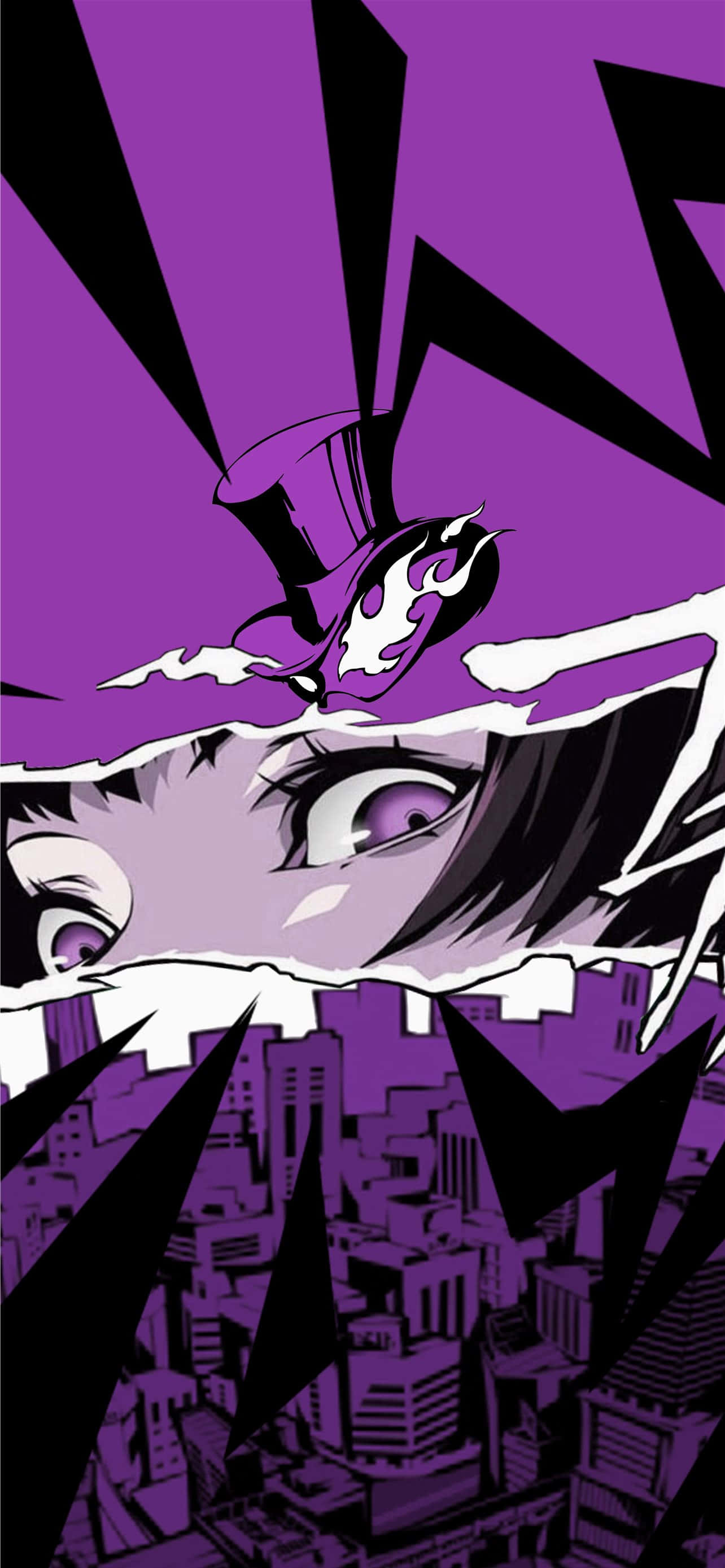Persona 5, purple eyes, top hat, 2K Phone Wallpaper